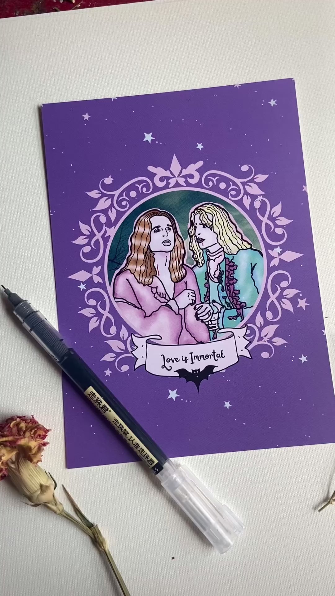 Louis & Lestat “Love is Immortal” Blank Greeting Card Set (4 Pack)