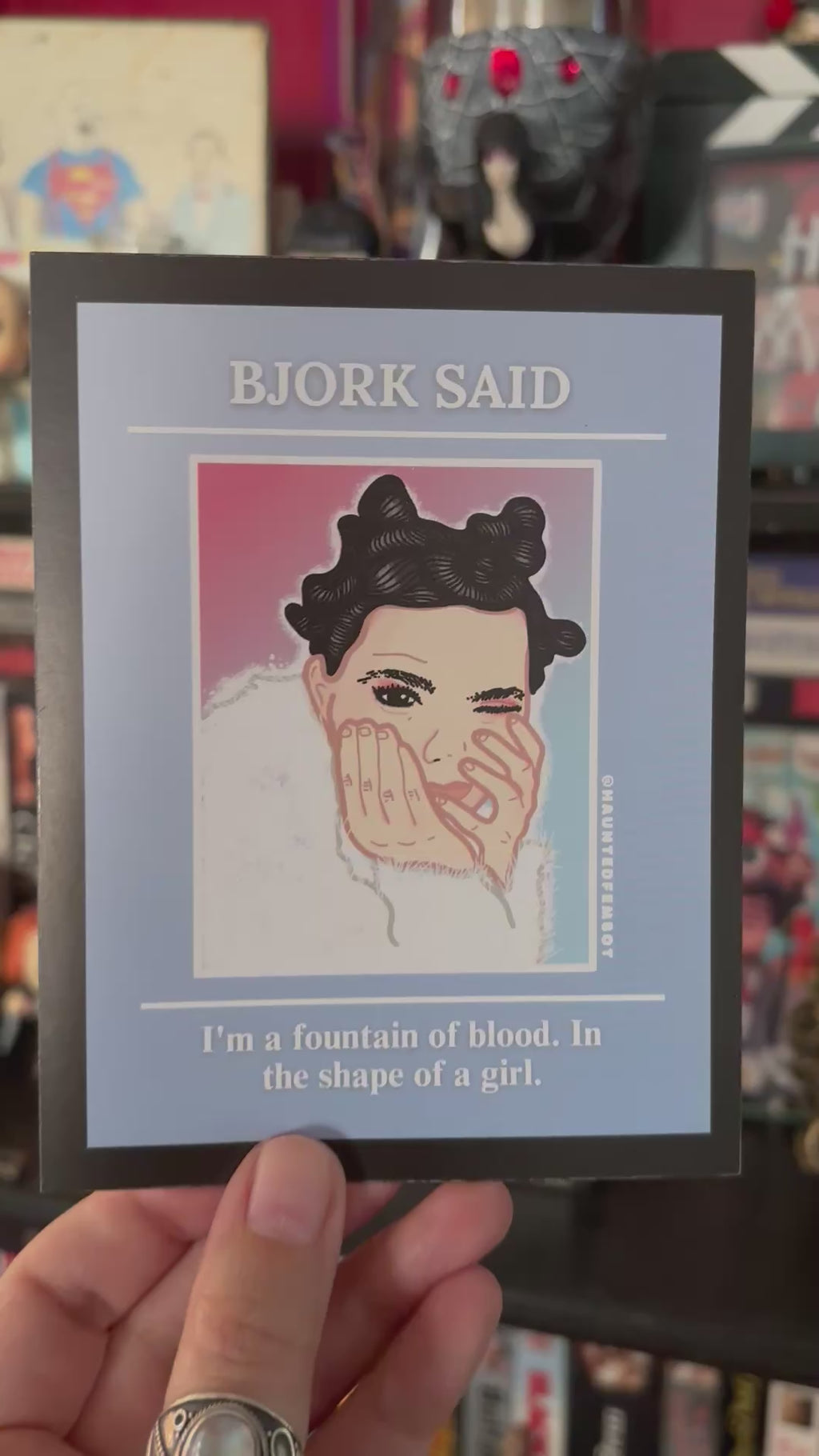 Bjork "I'm a fountain of blood. In the shape of a girl." Postcard