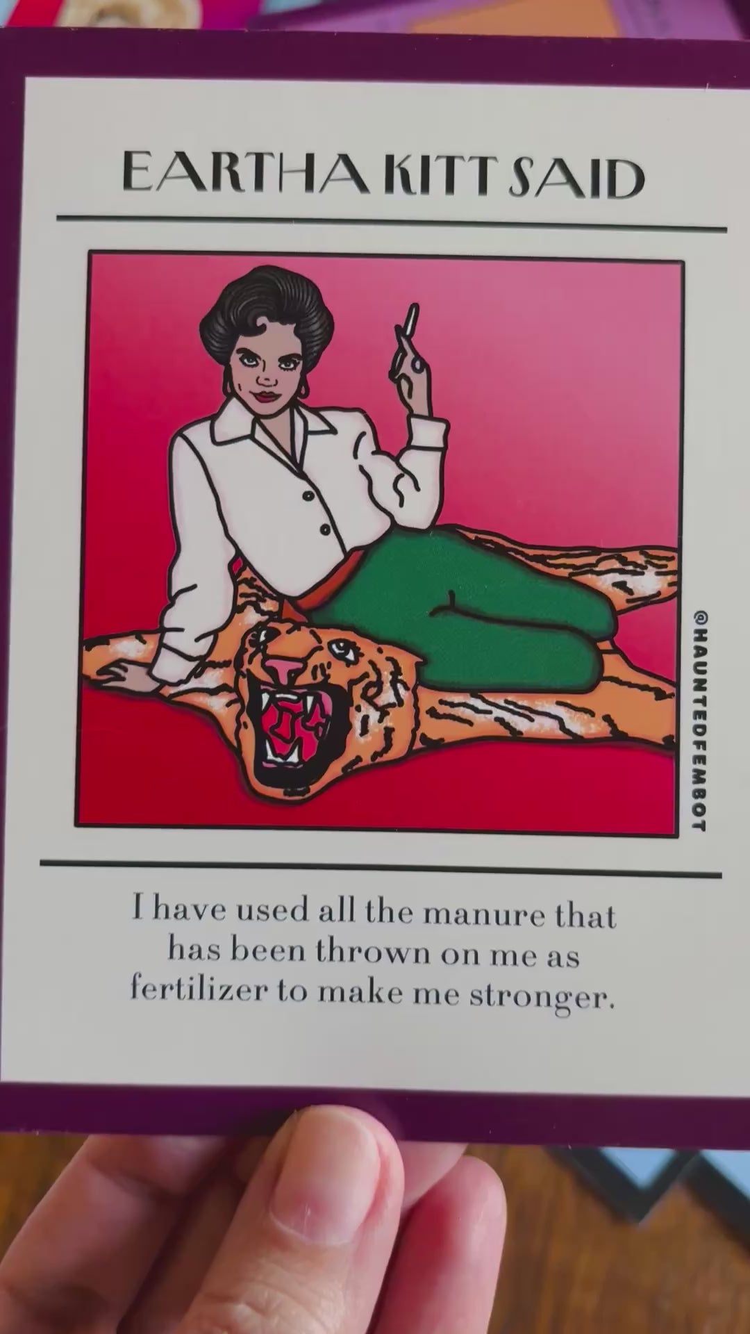 Eartha Kitt "I have used all the manure that has been thrown on me.." Postcard
