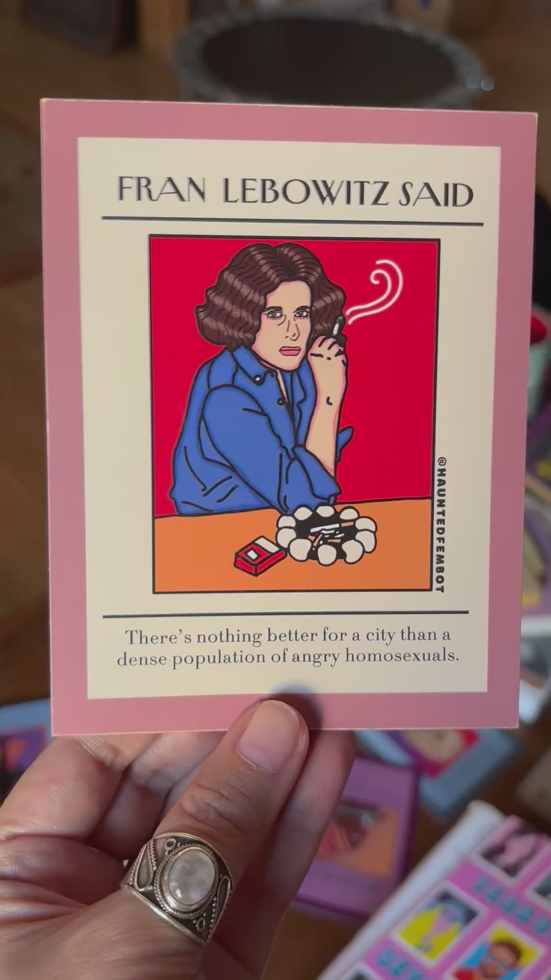 Fran Lebowitz "There's nothing better for a city..." Postcard