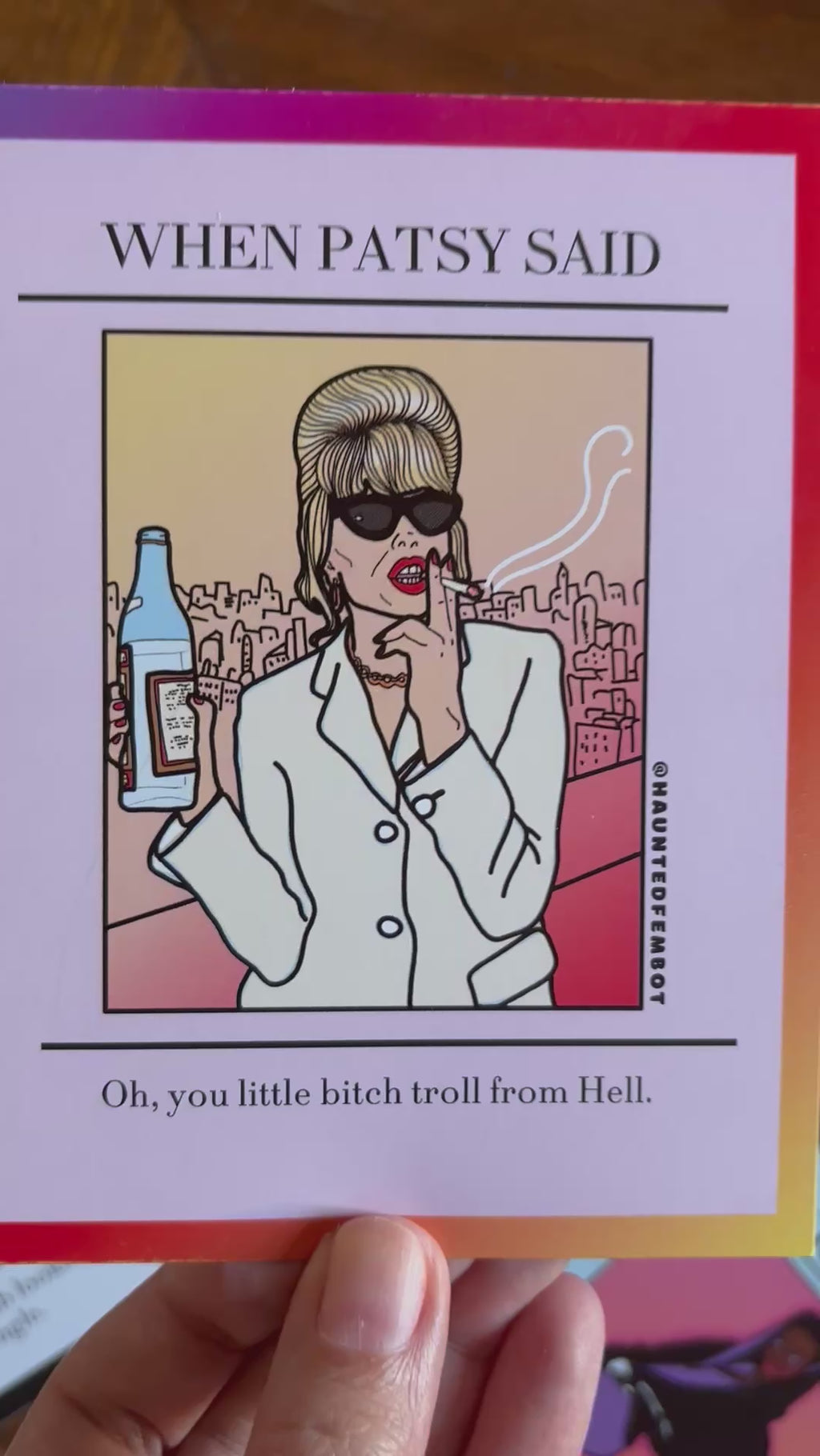Patsy "Oh, you little bitch troll from Hell." Ab Fab Postcard