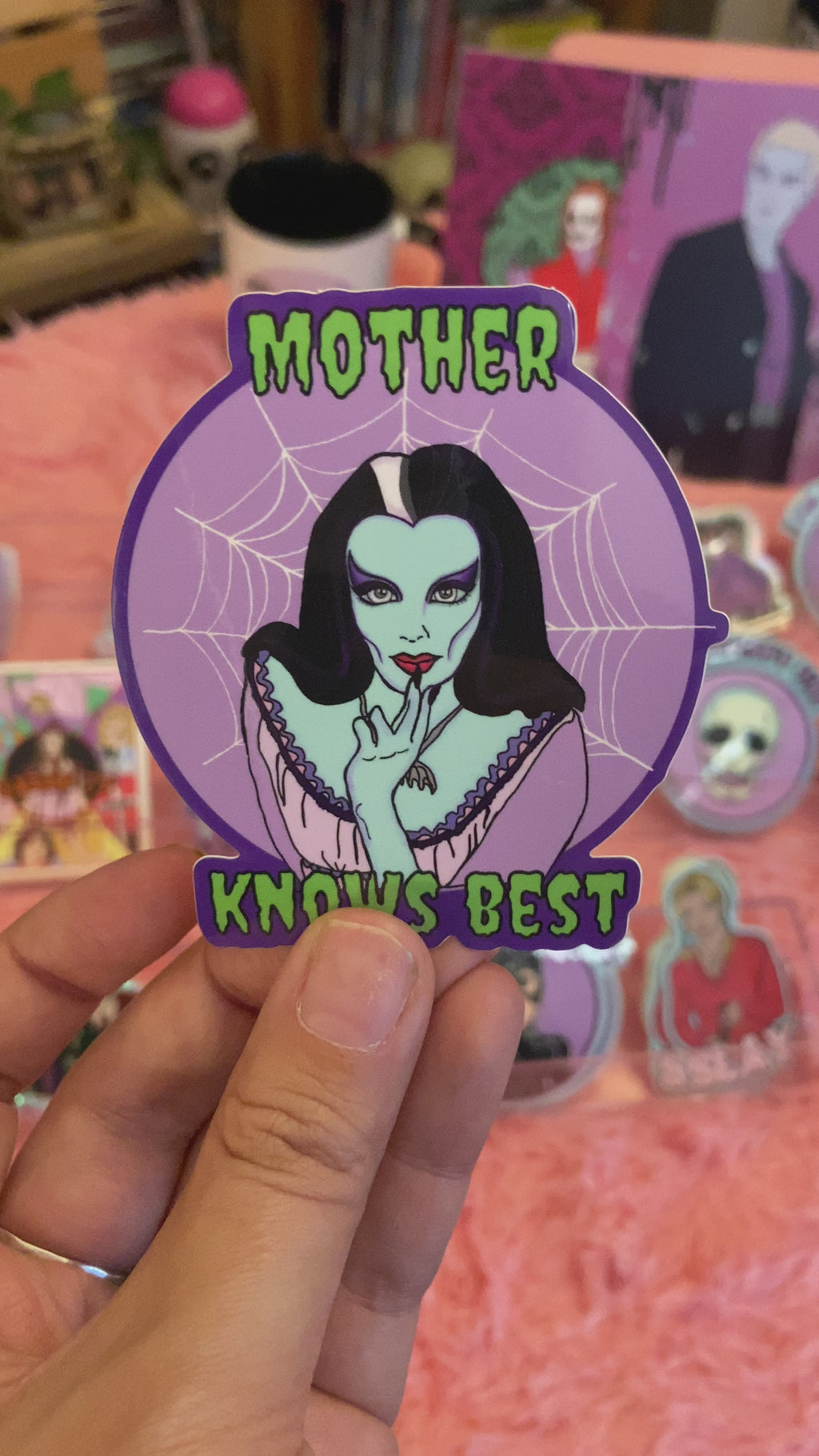 “Mother Knows Best” Lily Munster Water Bottle Sticker