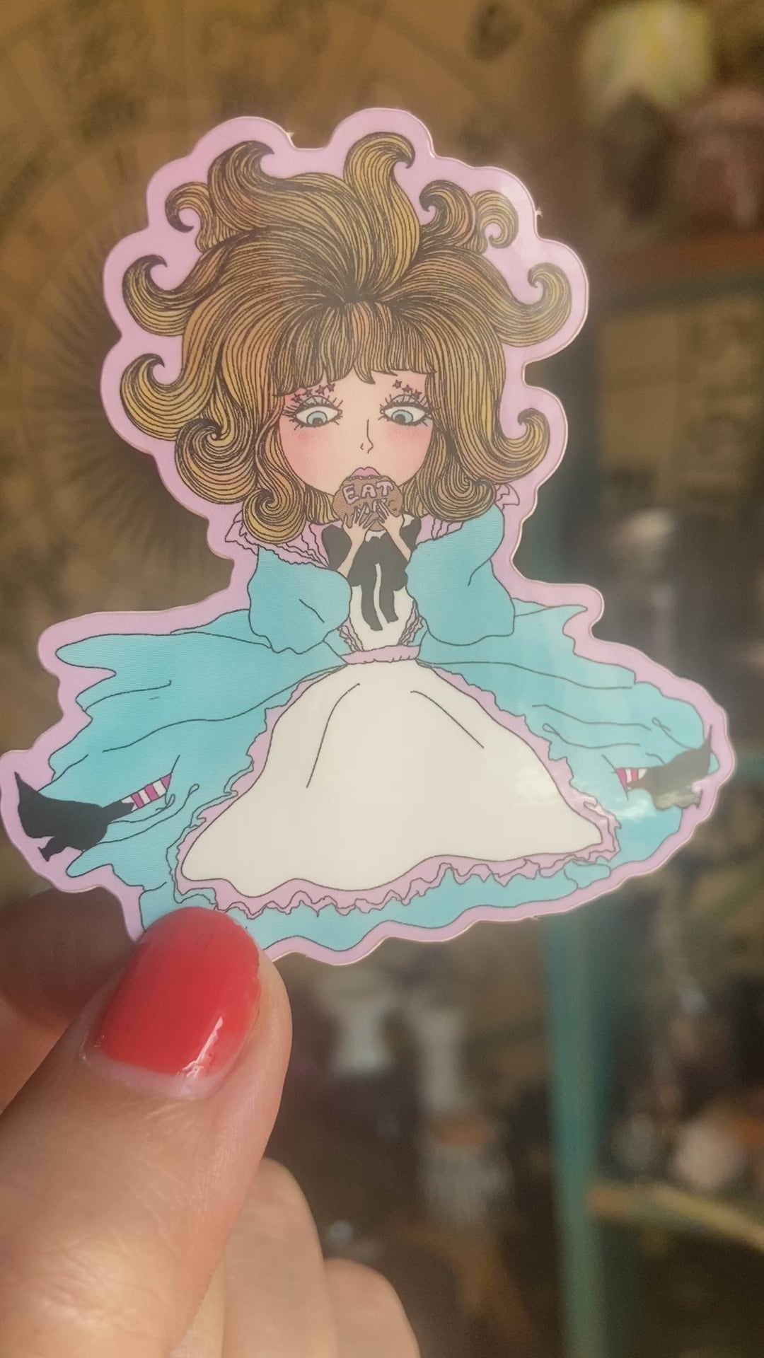 Alice in Wonderland Eat Me Waterproof Sticker
