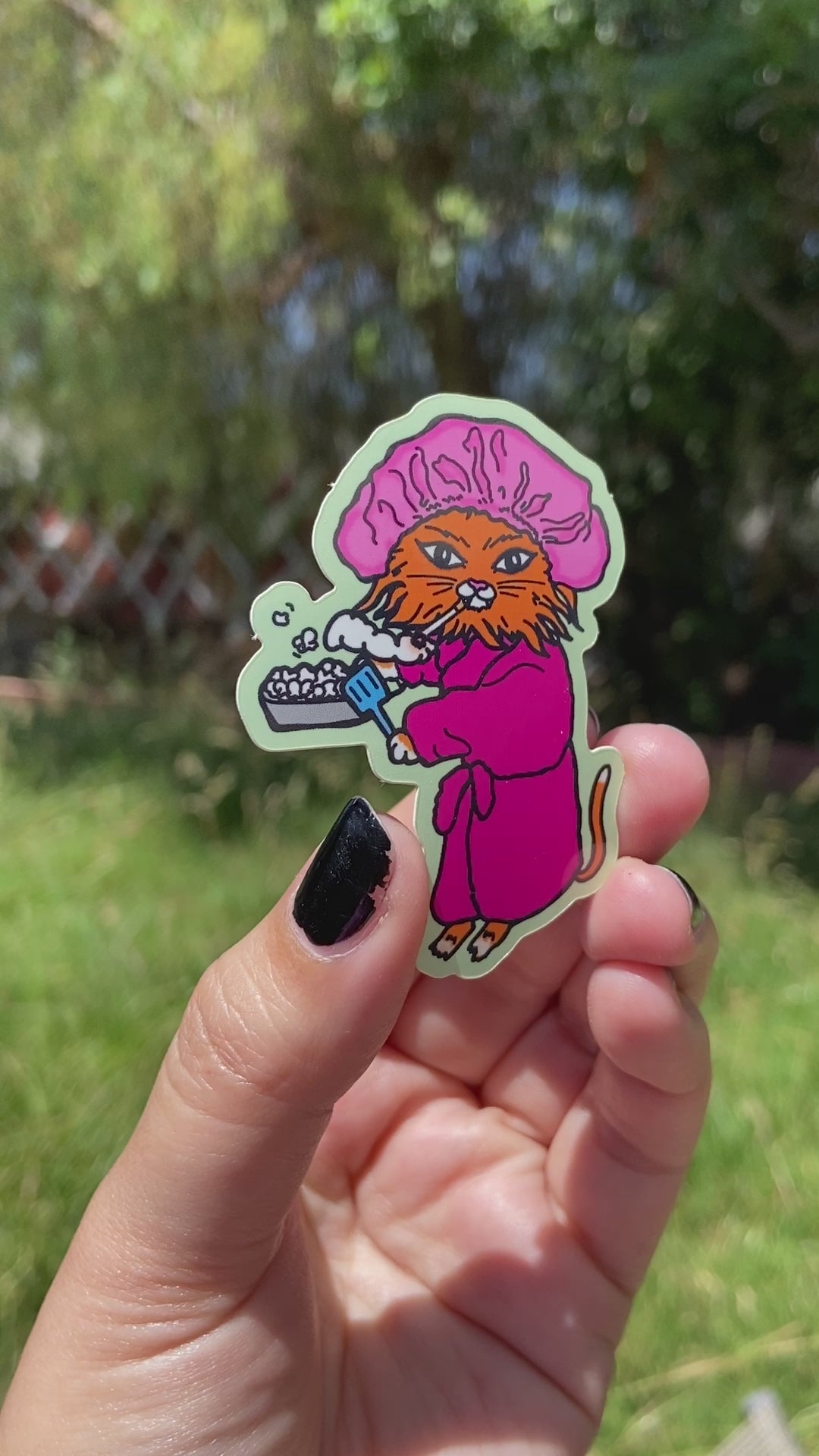 Smoking Orange Kitty Water Bottle Sticker