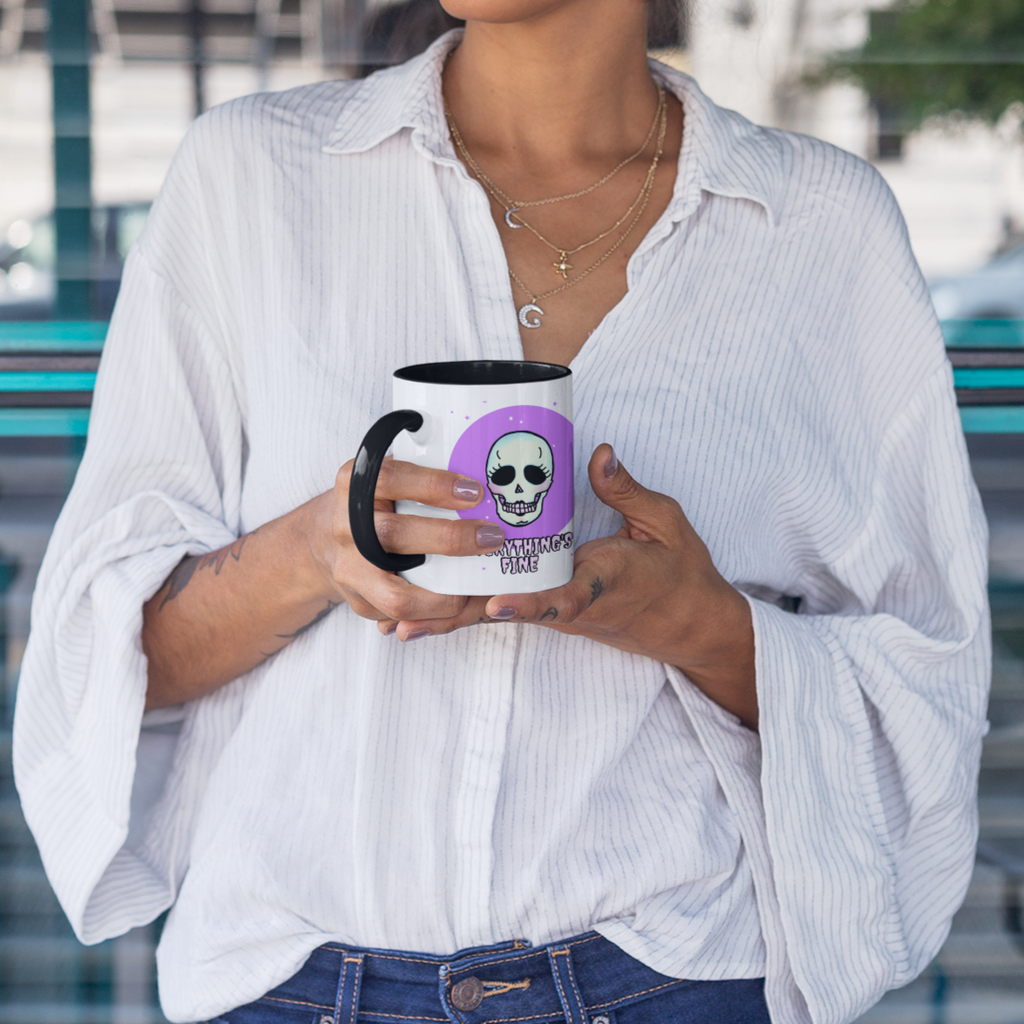 Everything's Fine Skull Coffee Mug | Retro Skull Coffee Mug