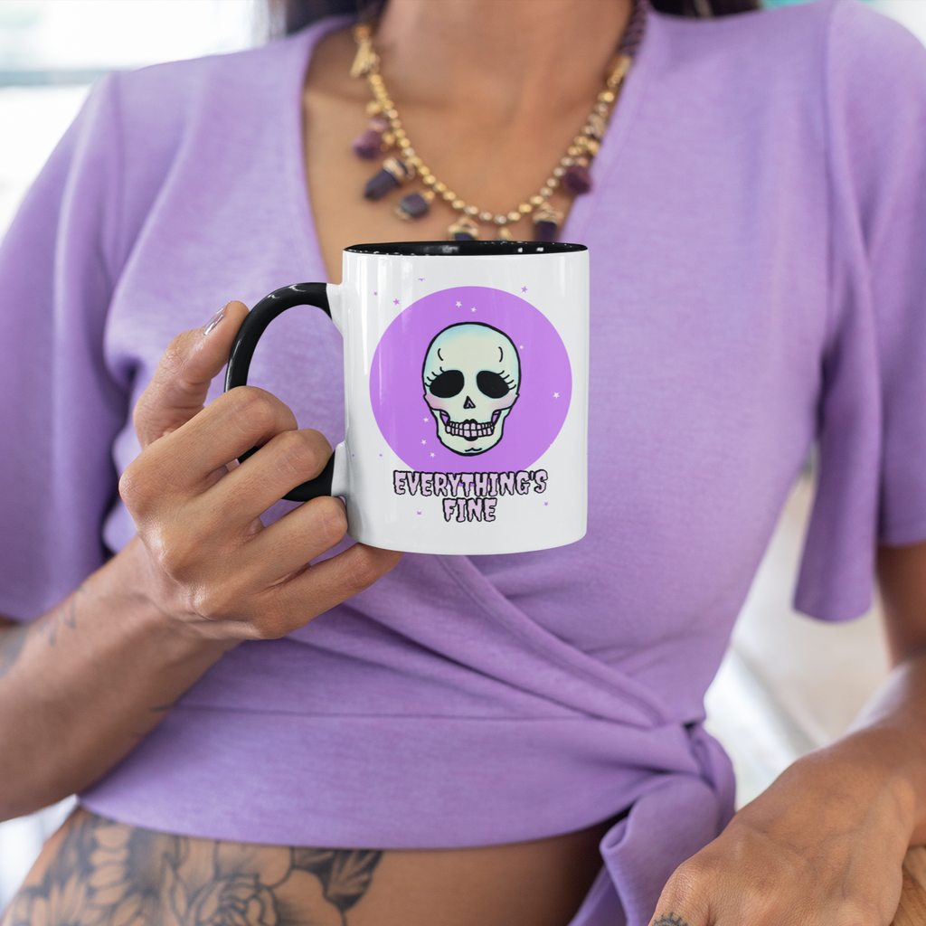Everything's Fine Skull Coffee Mug | Retro Skull Coffee Mug