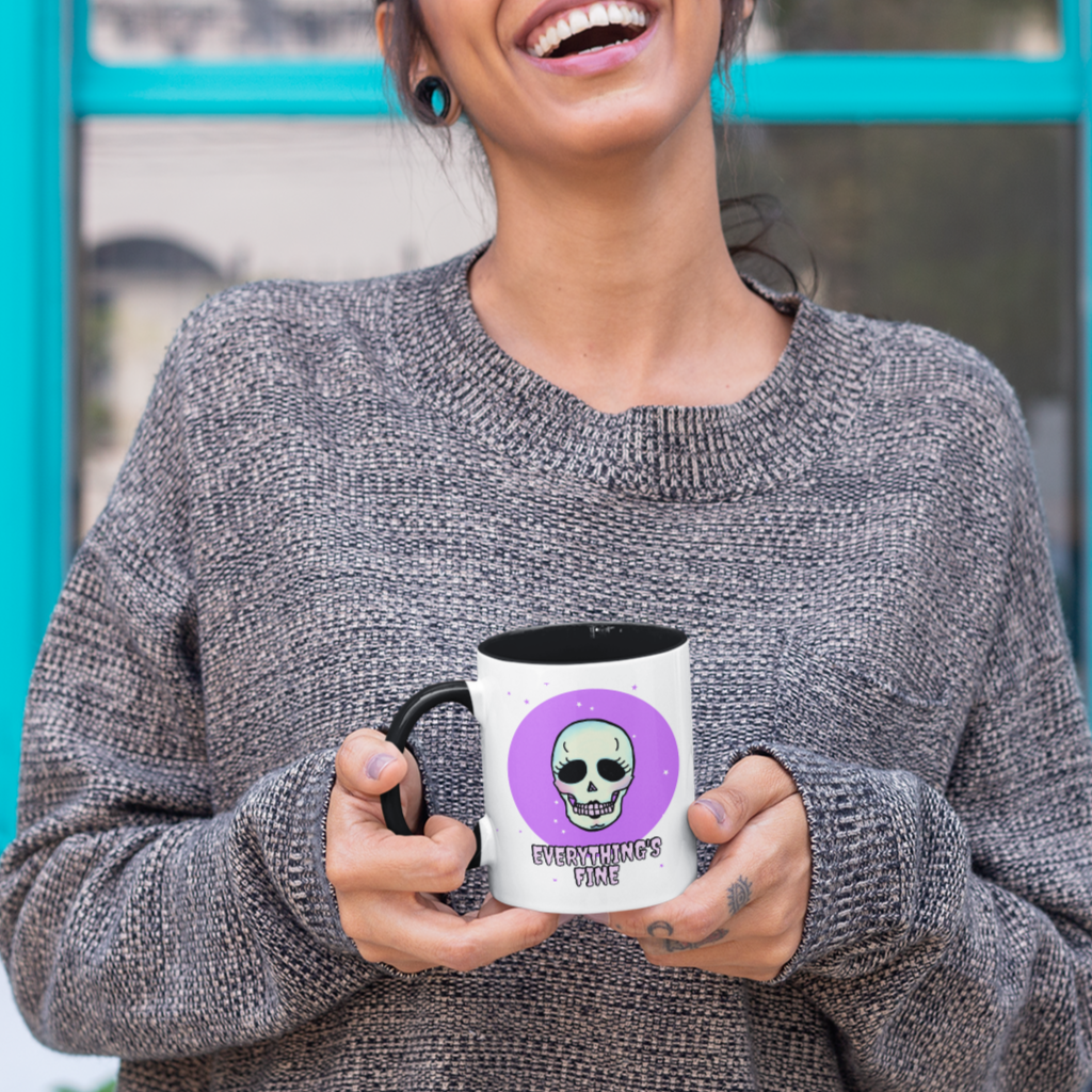 Everything's Fine Skull Coffee Mug | Retro Skull Coffee Mug