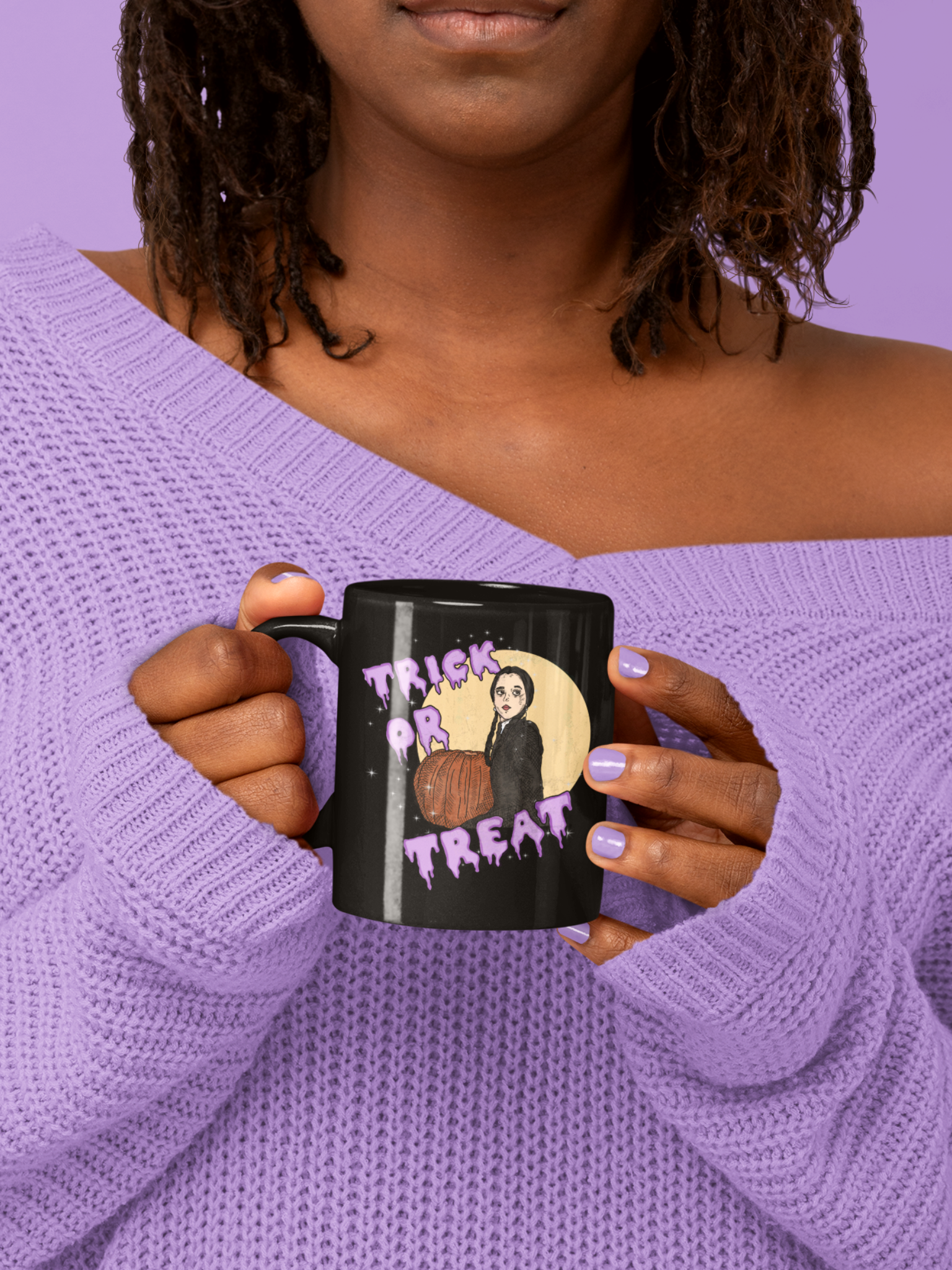 "Trick or Treat" Black Mug