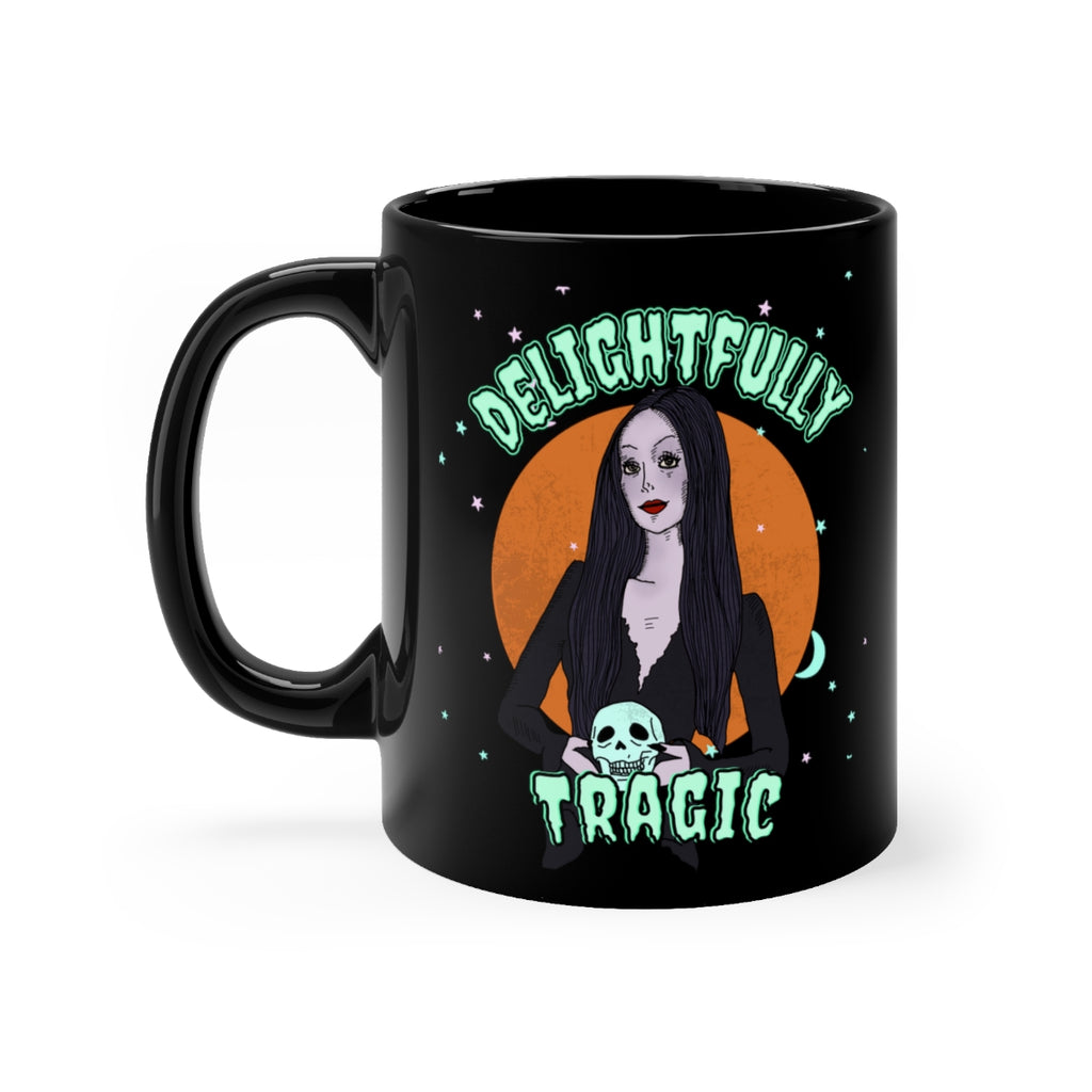 "Delightfully Tragic" Black Mug