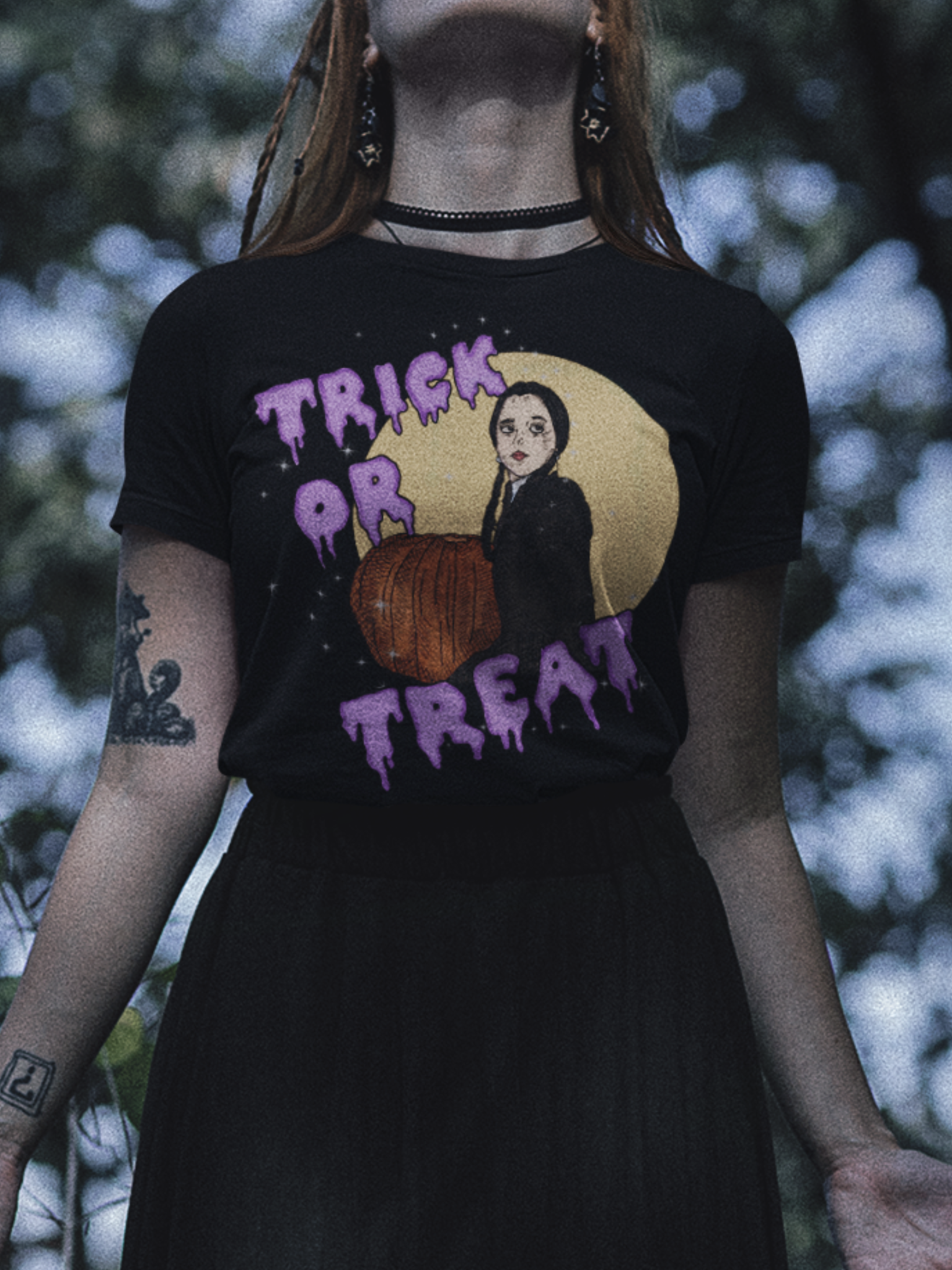 "Trick or Treat" Wednesday Addams Vintage Style Unisex Tee