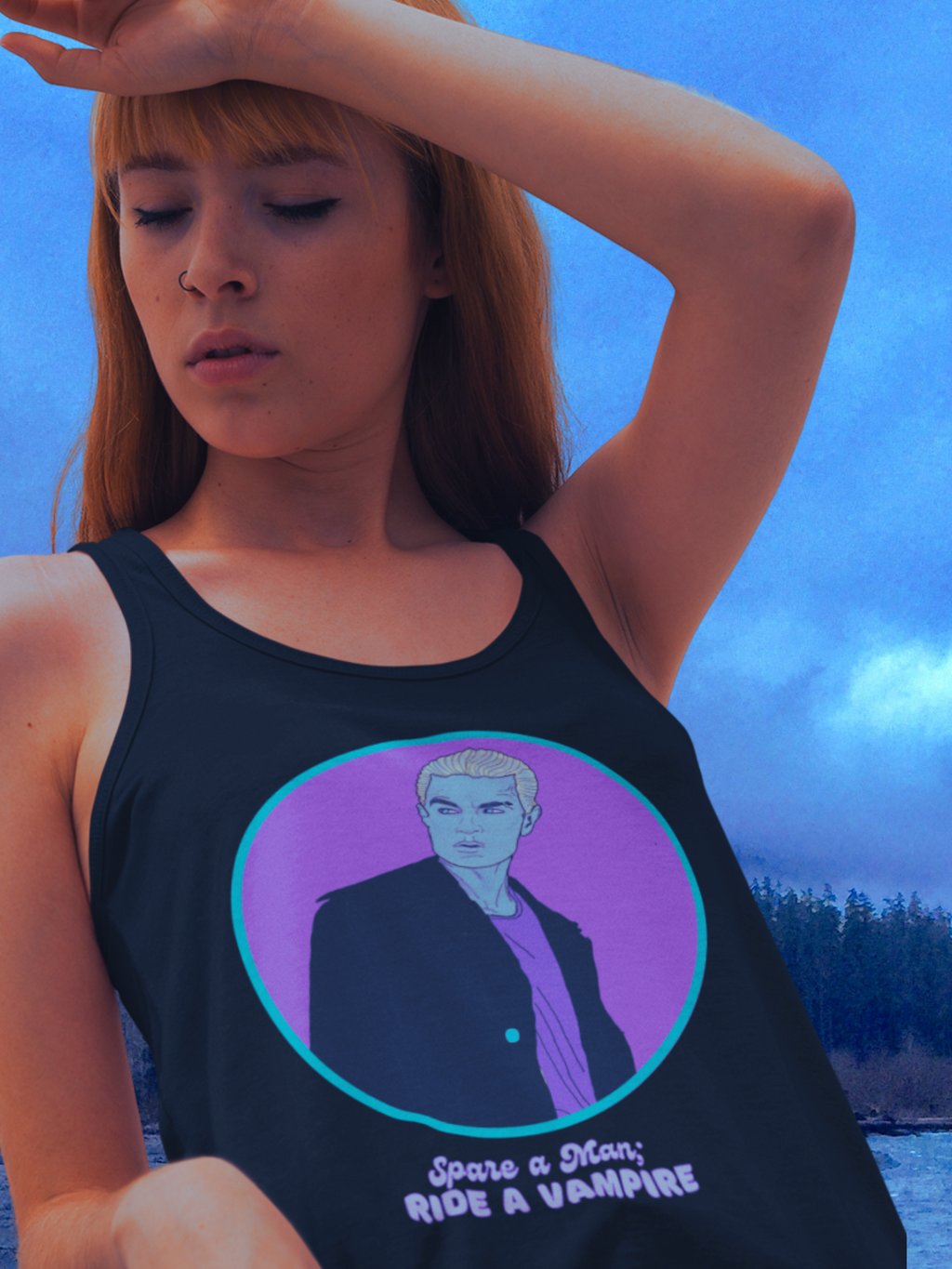 Spike "Spare a Man; Ride a Vampire" Racerback Tank