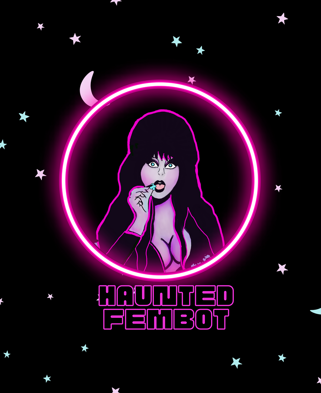 Mistress of the Dark  Haunted Fembot Fine Art Print | Elvira 9x11 poster