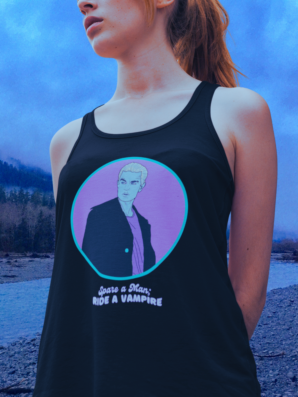 Spike "Spare a Man; Ride a Vampire" Racerback Tank