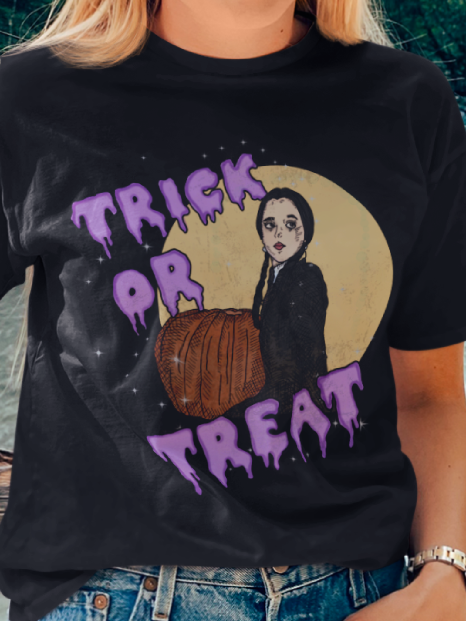 "Trick or Treat" Wednesday Addams Vintage Style Unisex Tee
