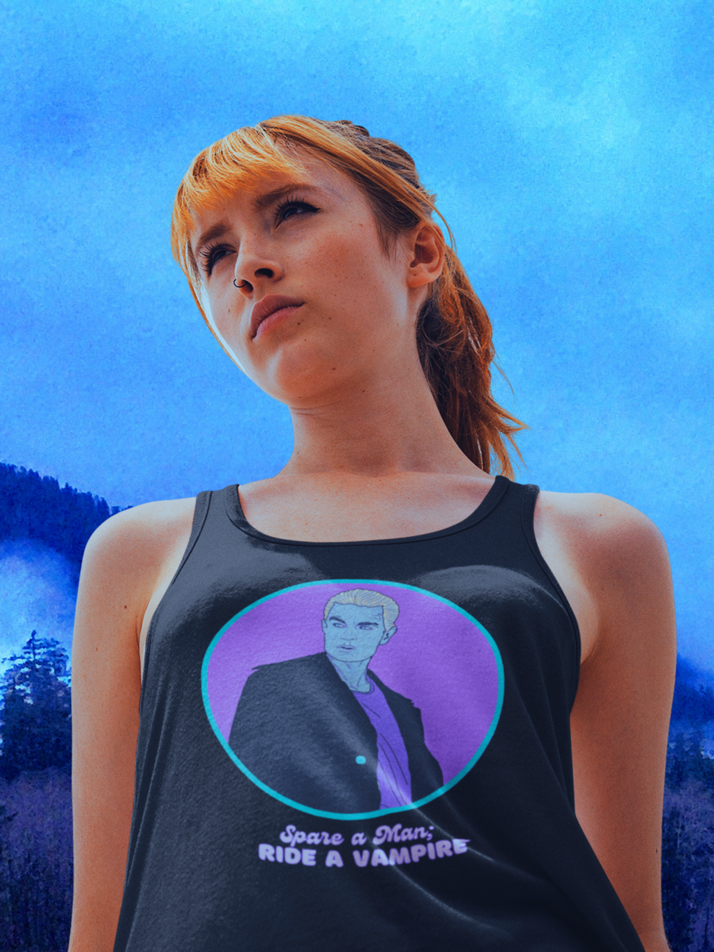 Spike "Spare a Man; Ride a Vampire" Racerback Tank