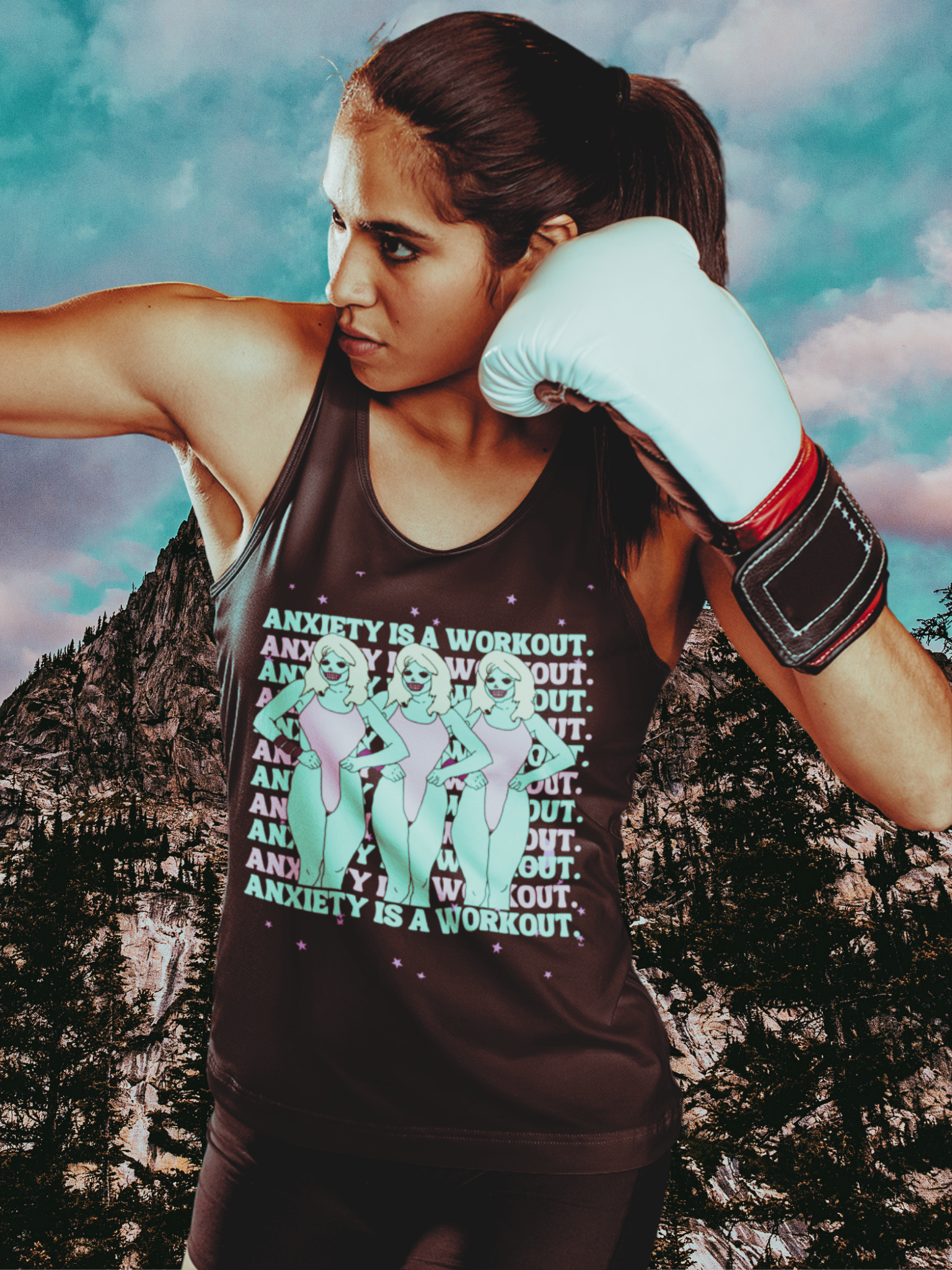 Anxiety is a Workout Racerback Tank