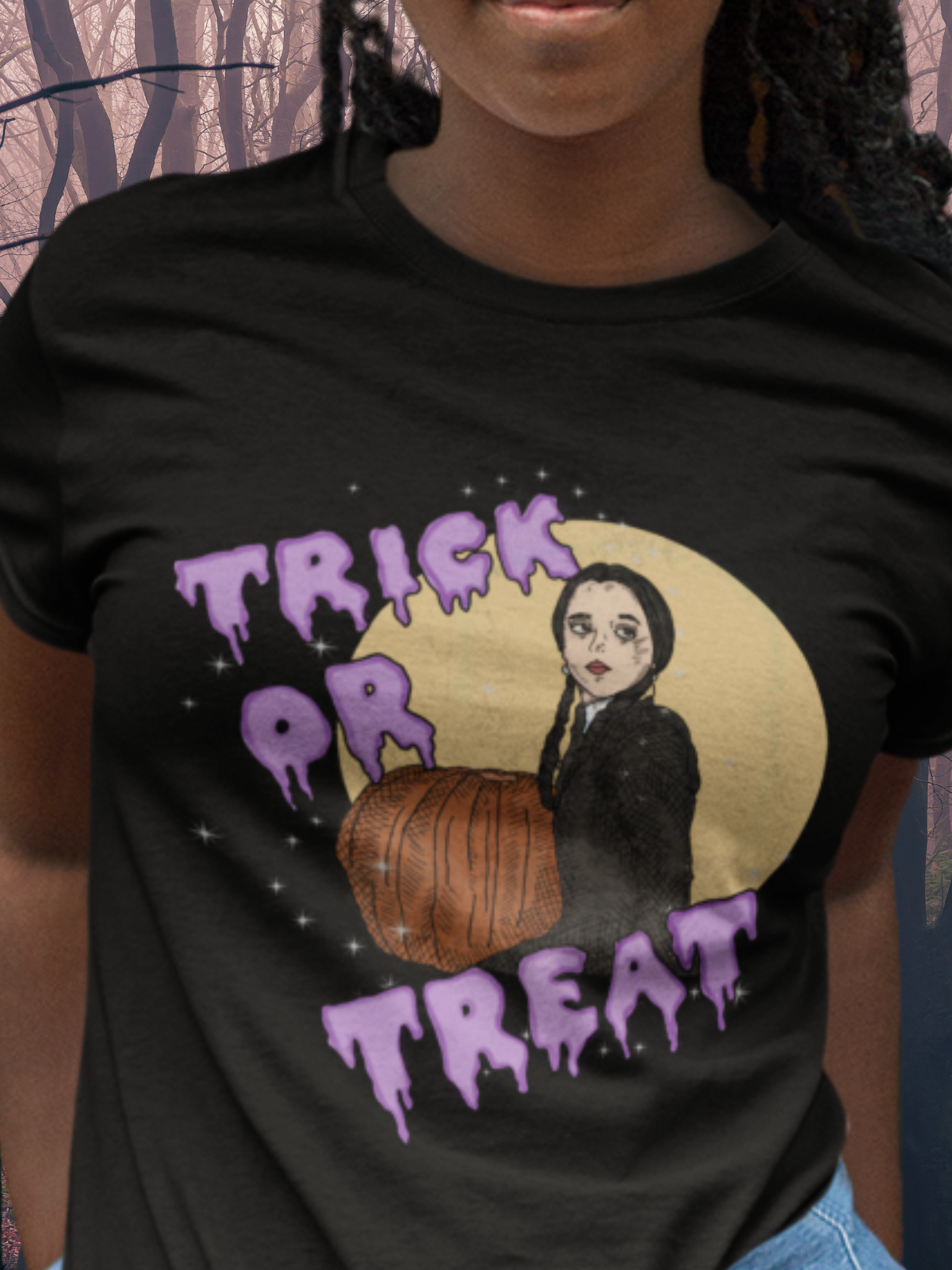 "Trick or Treat" Wednesday Addams Vintage Style Unisex Tee