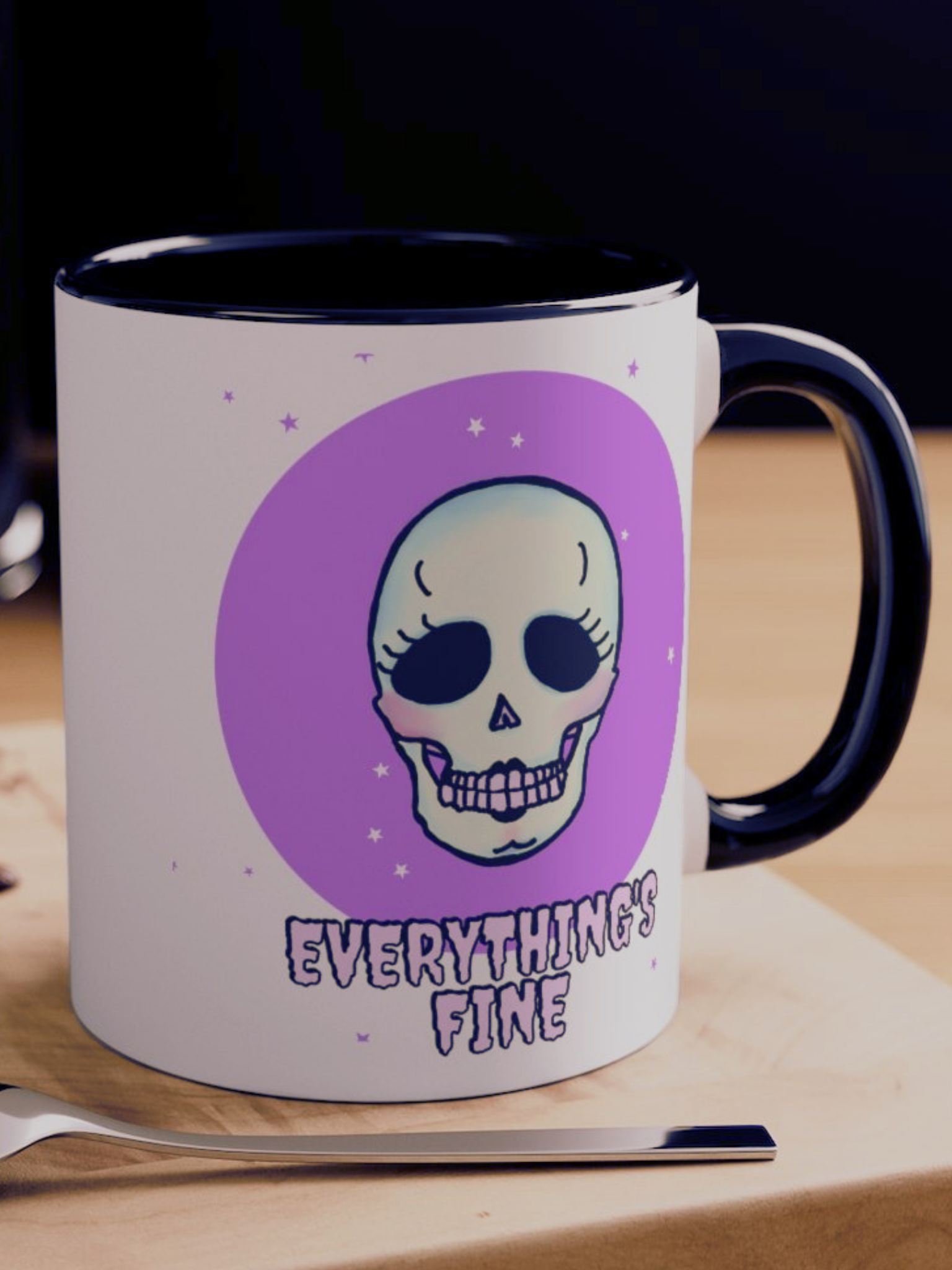 Everything's Fine Skull Coffee Mug | Retro Skull Coffee Mug