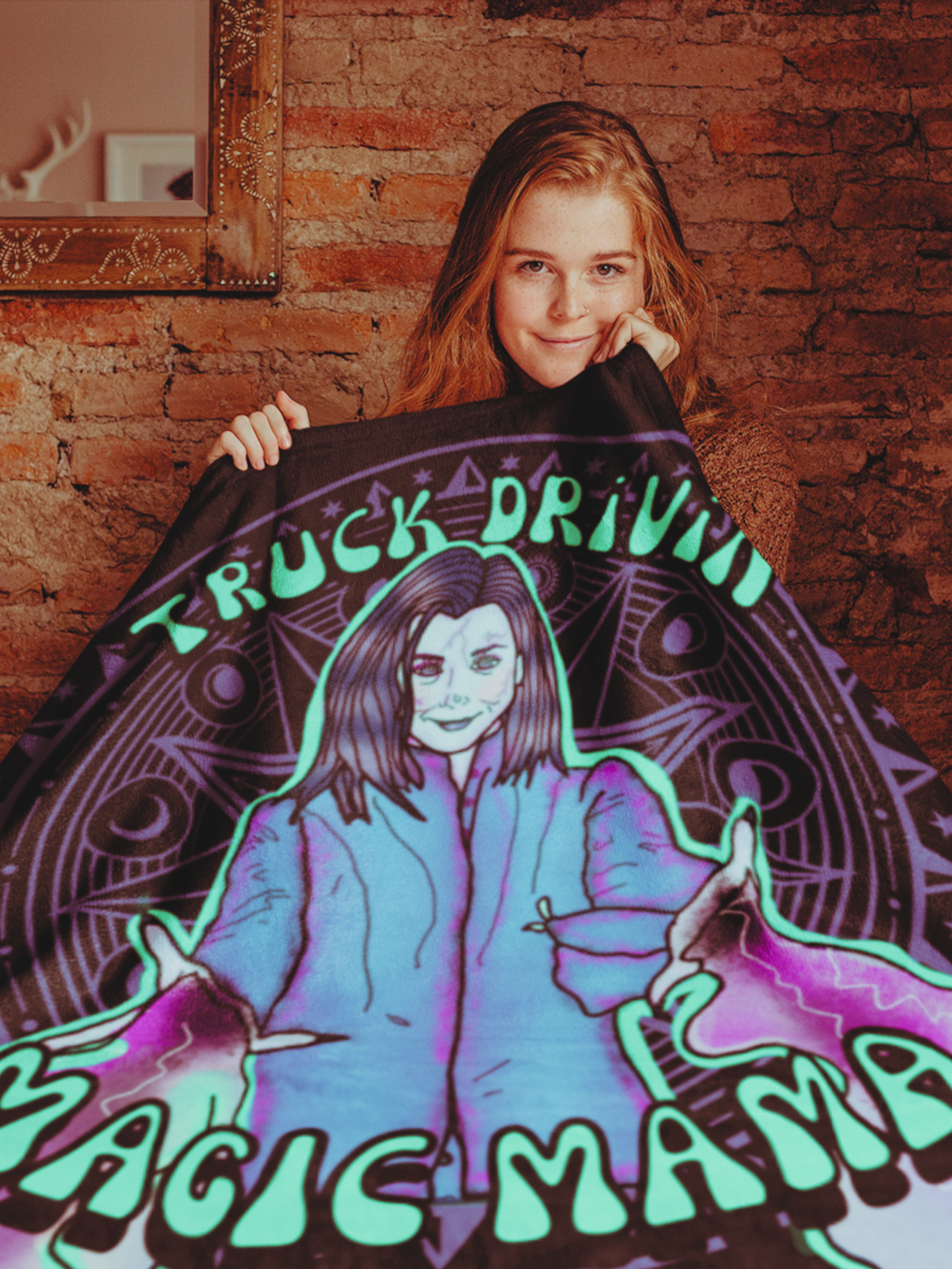 " Truck Drivin'  Magic Mama" Sherpa Fleece Blanket