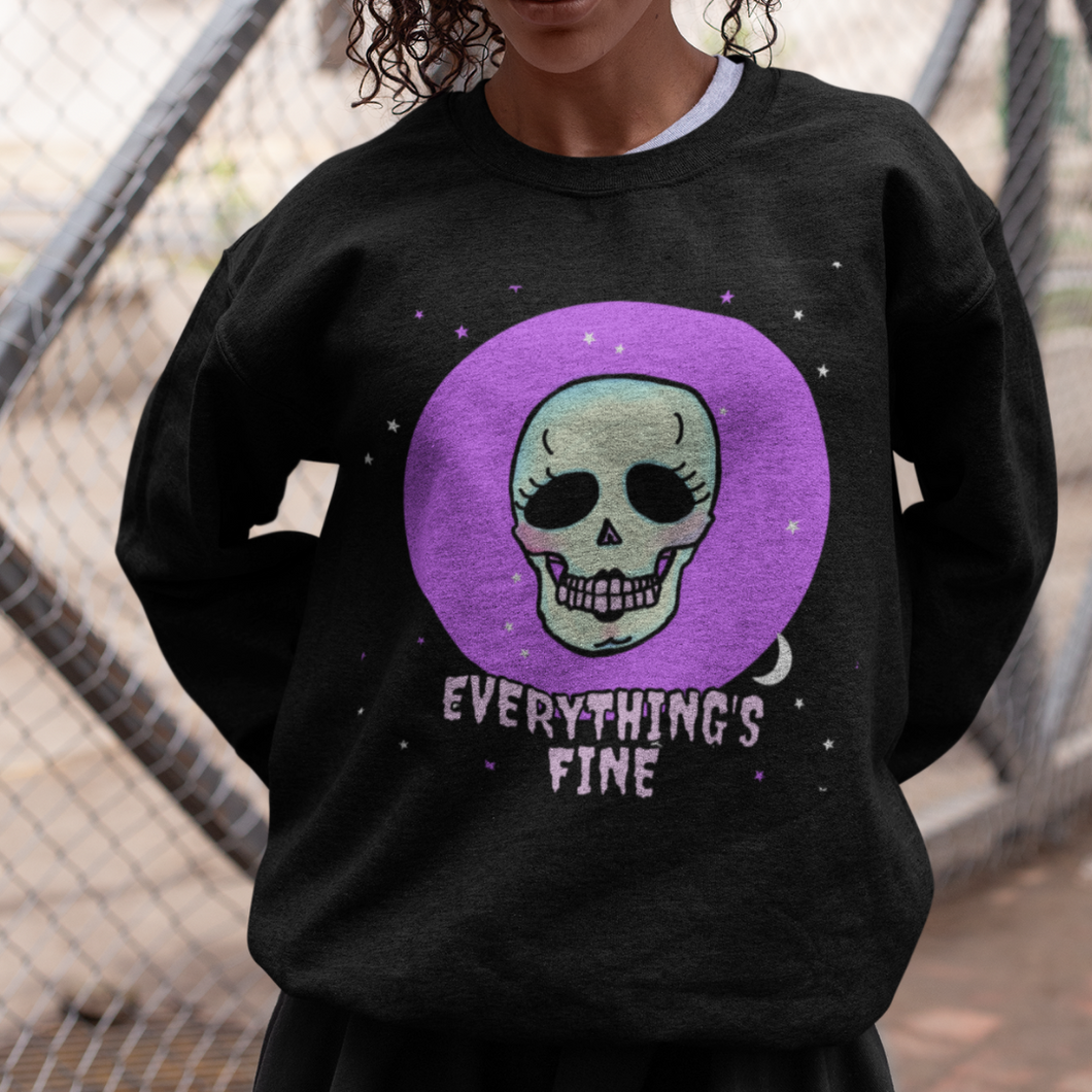 Everything's Fine Skull Unisex Heavy Blend™ Crewneck Sweatshirt