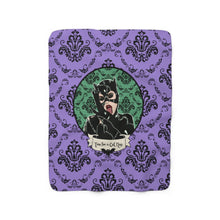 Load image into Gallery viewer, Time for a Cat Nap. Cat Woman Sherpa Fleece Blanket
