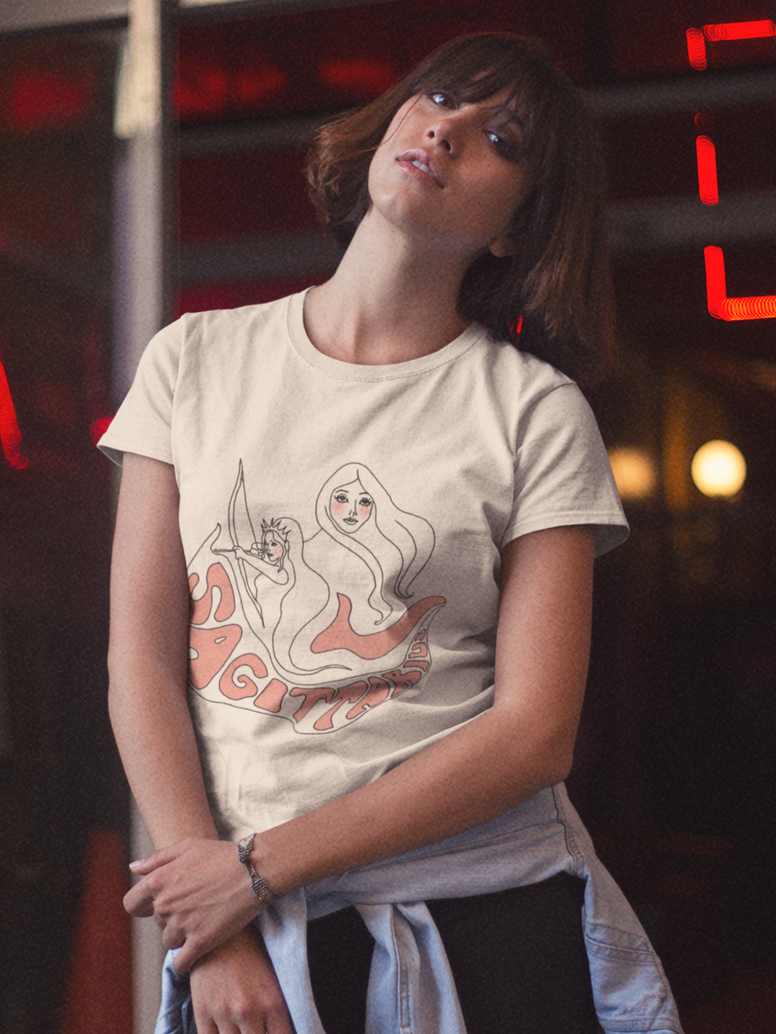 Sagittarius Goddess Vintage Style Unisex Tee (cream)