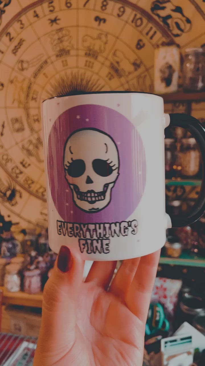 Everything's Fine Skull Coffee Mug | Retro Skull Coffee Mug