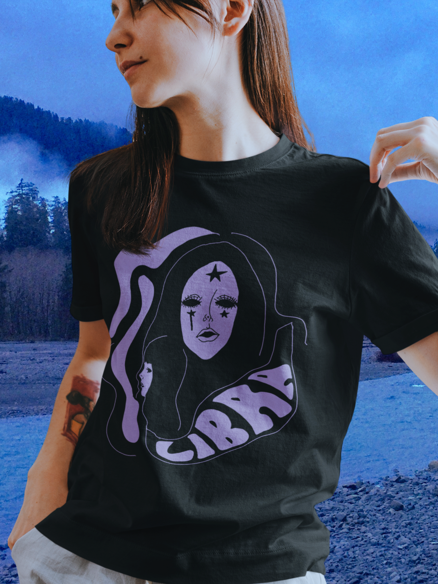 Libra Shadow Unisex Vintage Style  Tshirt