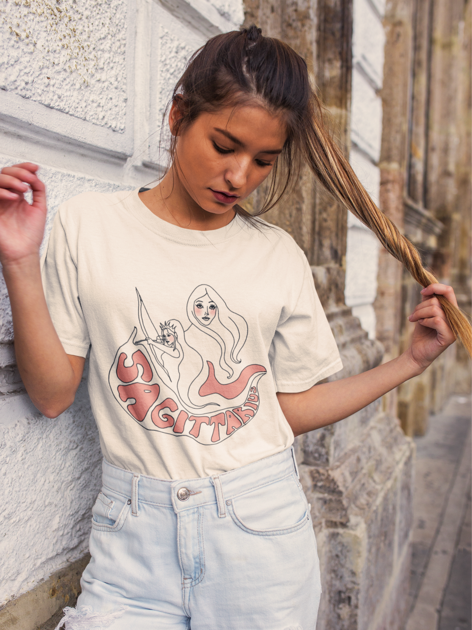 Sagittarius Goddess Vintage Style Unisex Tee (cream)