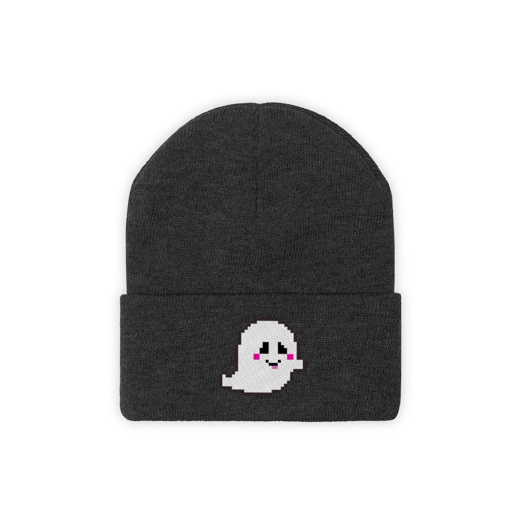 Embroidered Grinning Ghostie Beanie
