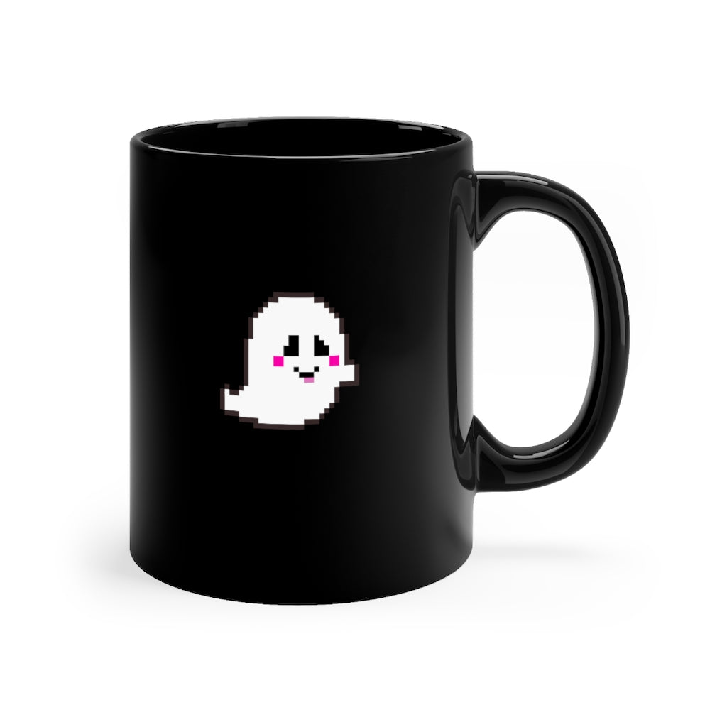 Grinning Ghostie Black Mug