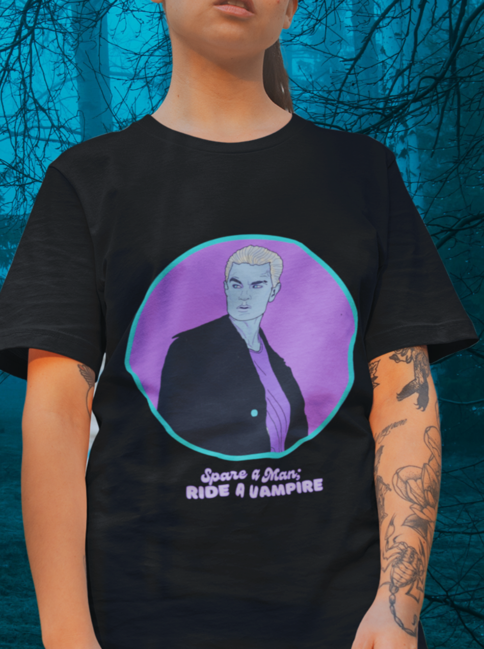 "Spare a Man; Ride a Vampire" Spike Super Soft T-shirt