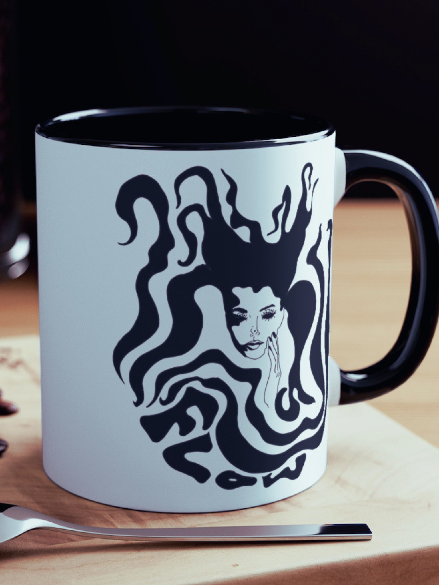 Aquarius "Flow" Coffee & Tea Mug (B&W)