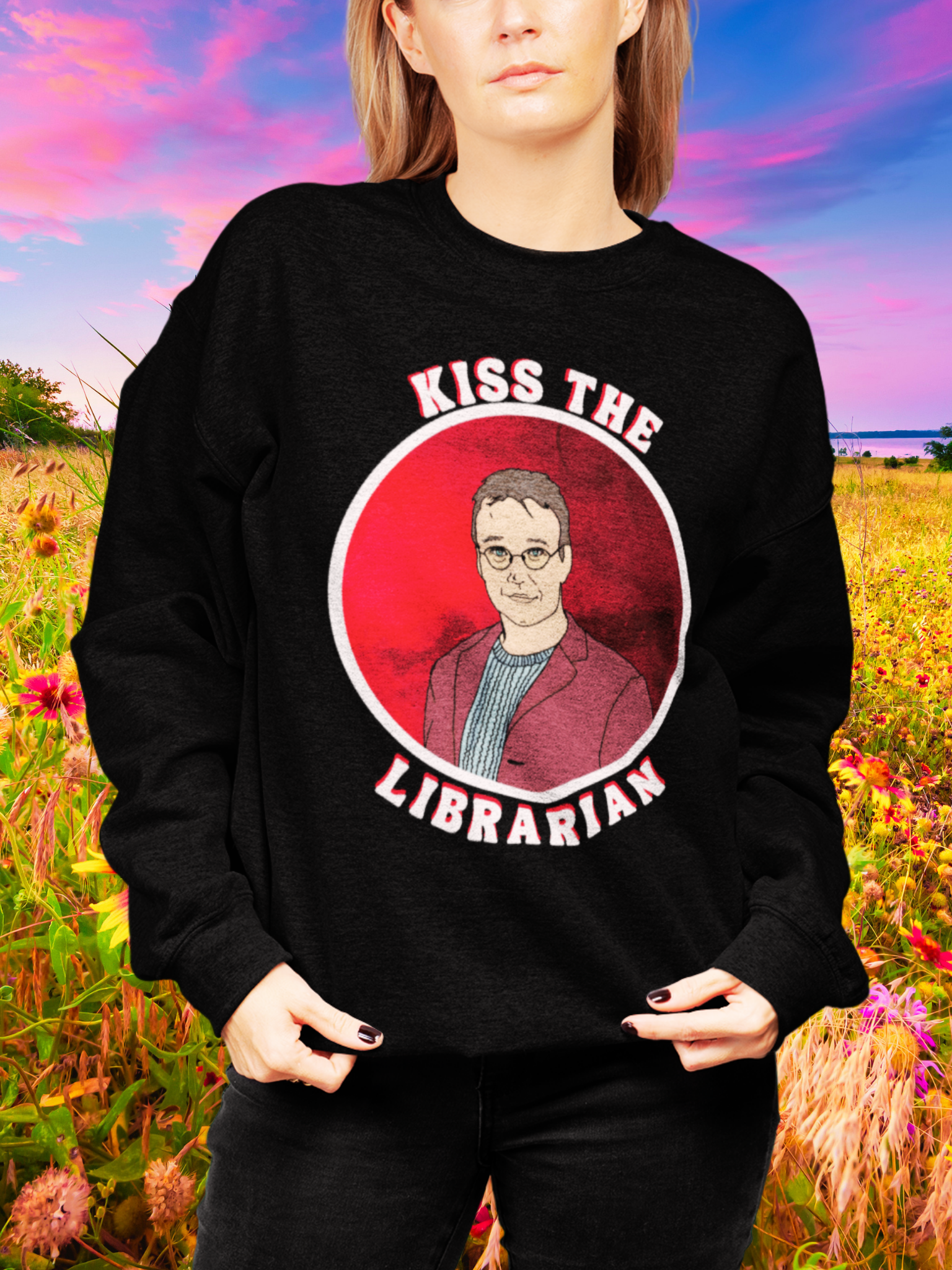 Kiss The Librarian Giles Heavy Comfy Sweatshirt