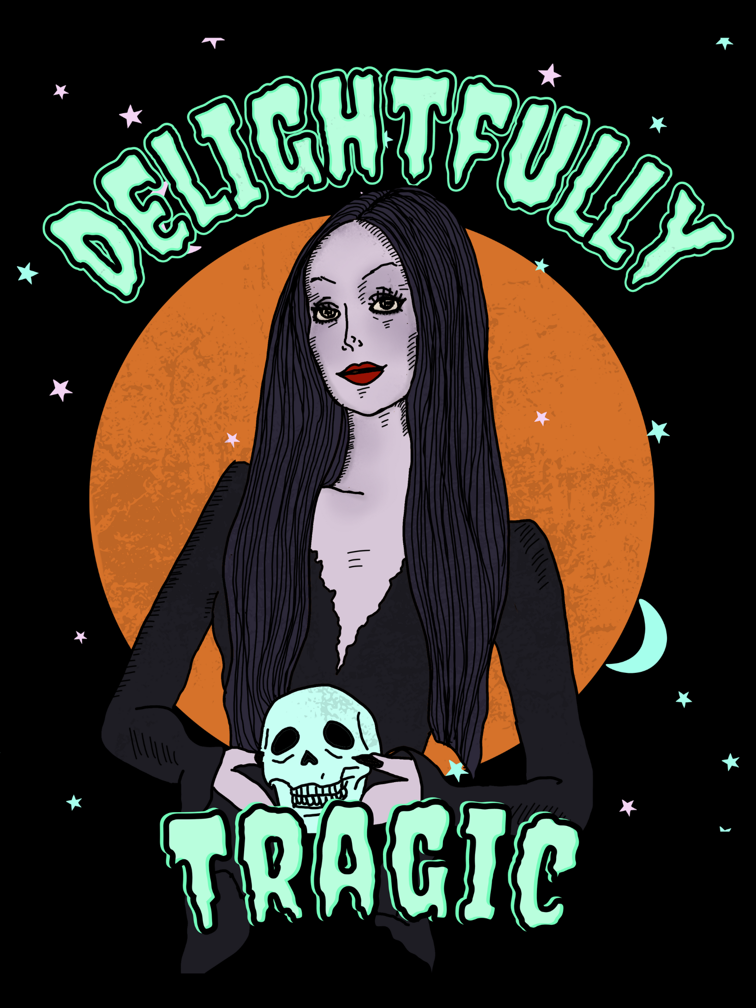 "Delightfully Tragic"  Morticia Vintage Tee
