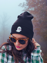 Load image into Gallery viewer, Embroidered Grinning Ghostie Beanie
