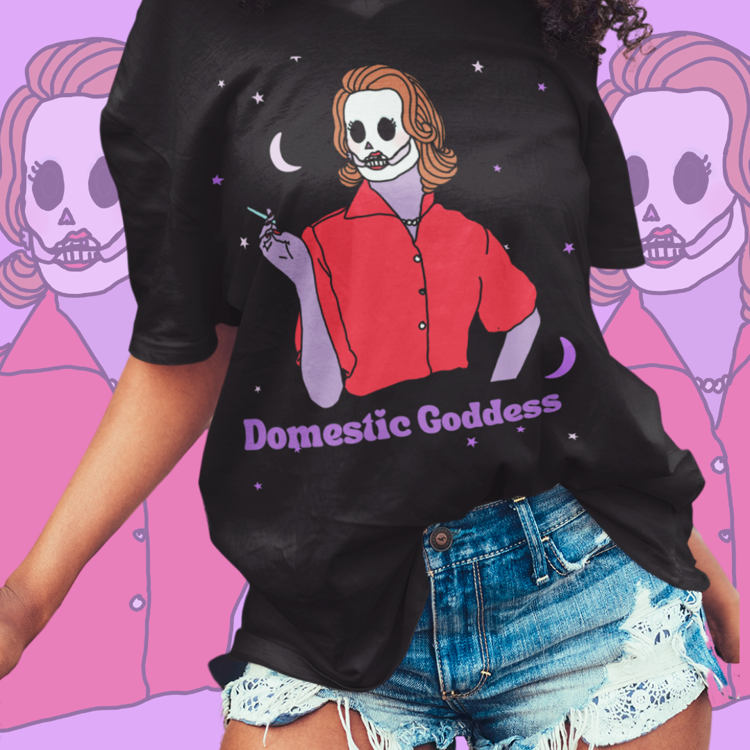 Domestic Goddess Halloween Skull Super Soft T-Shirt