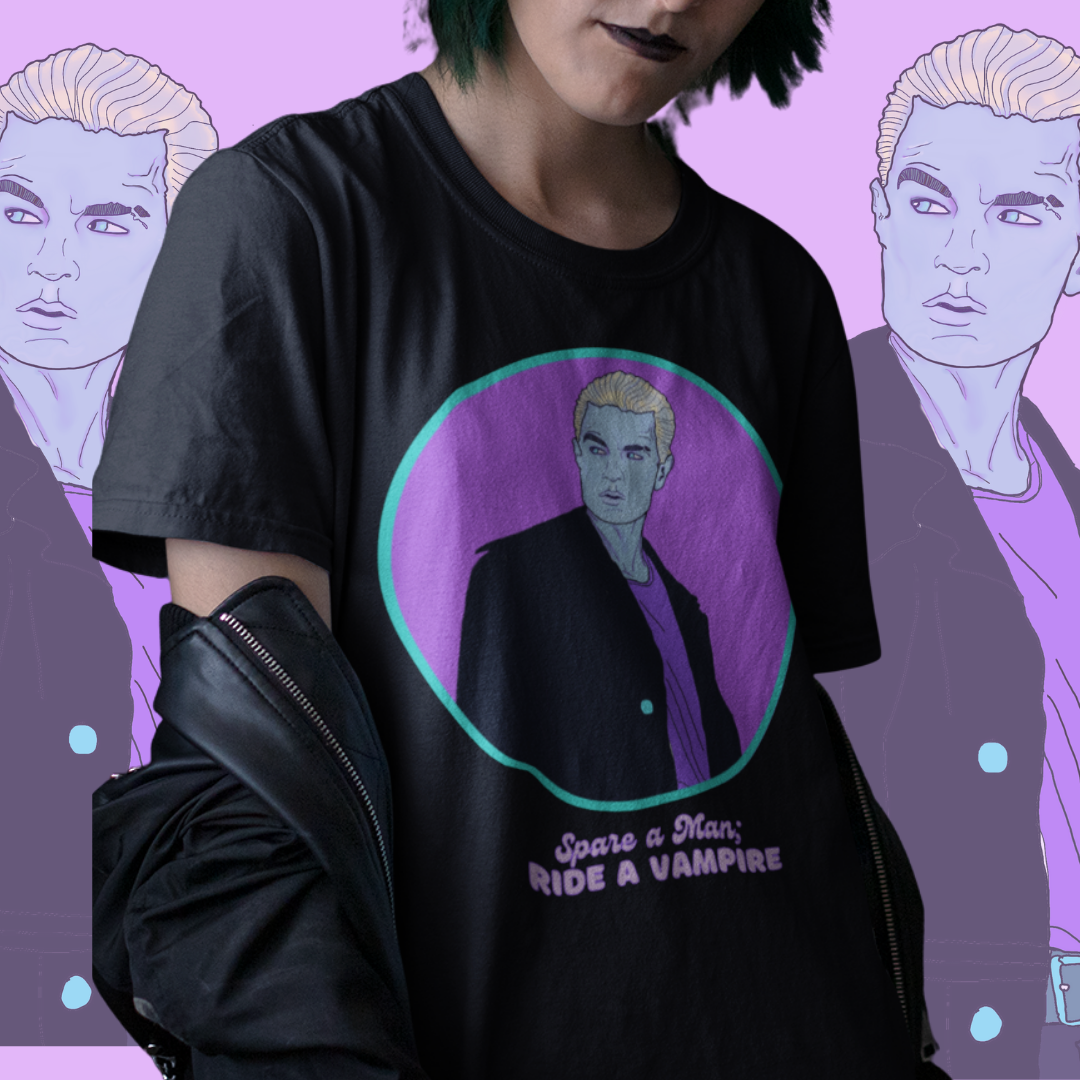 "Spare a Man; Ride a Vampire" Spike Super Soft T-shirt