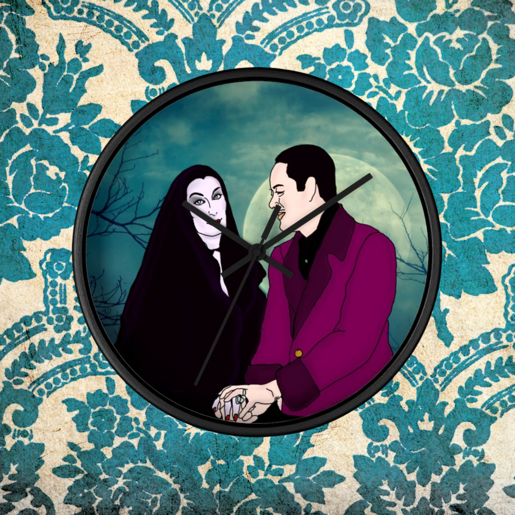 Time for Romance Gomez and Morticia Wall Clock