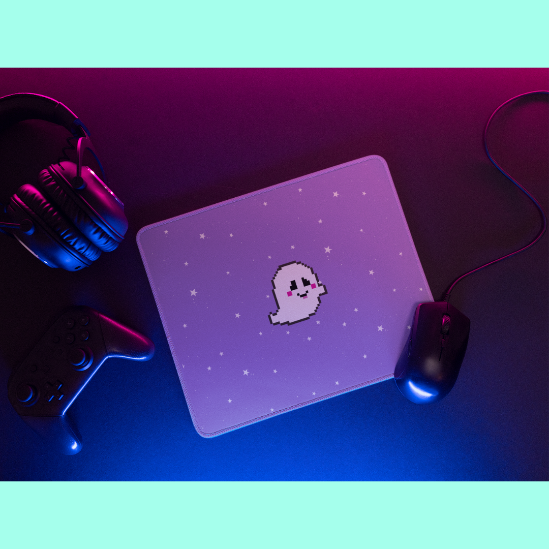 Grinning Ghostie Mouse Pad [purple]
