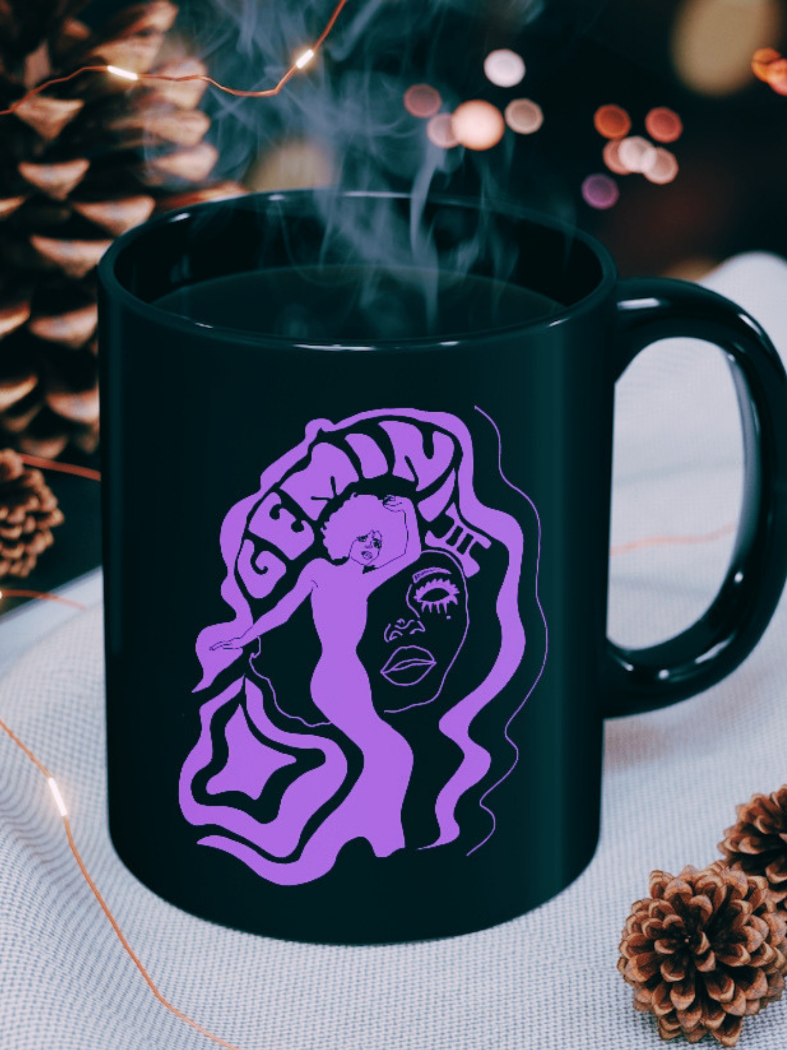 Gemini Twins Black Mug