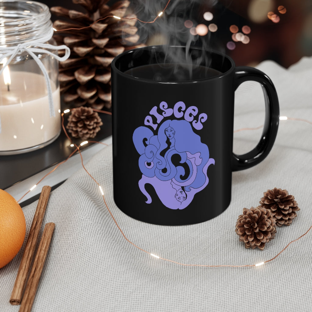 Pisces Goddess of the Sea Black Mug