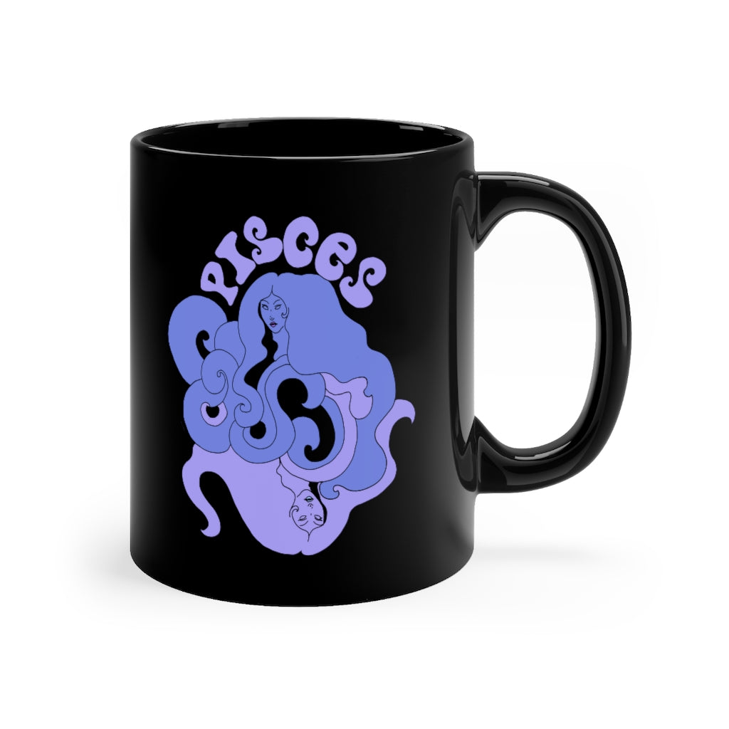 Pisces Goddess of the Sea Black Mug