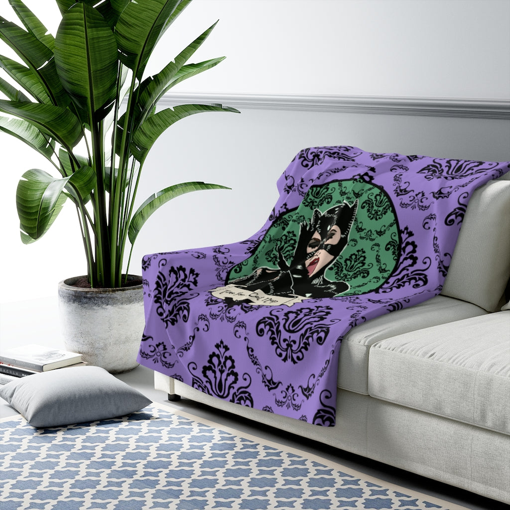 Time for a Cat Nap. Cat Woman Sherpa Fleece Blanket