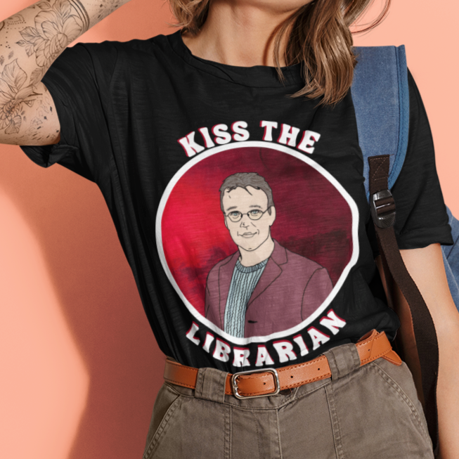 “Kiss The Librarian” Giles Unisex T-shirt