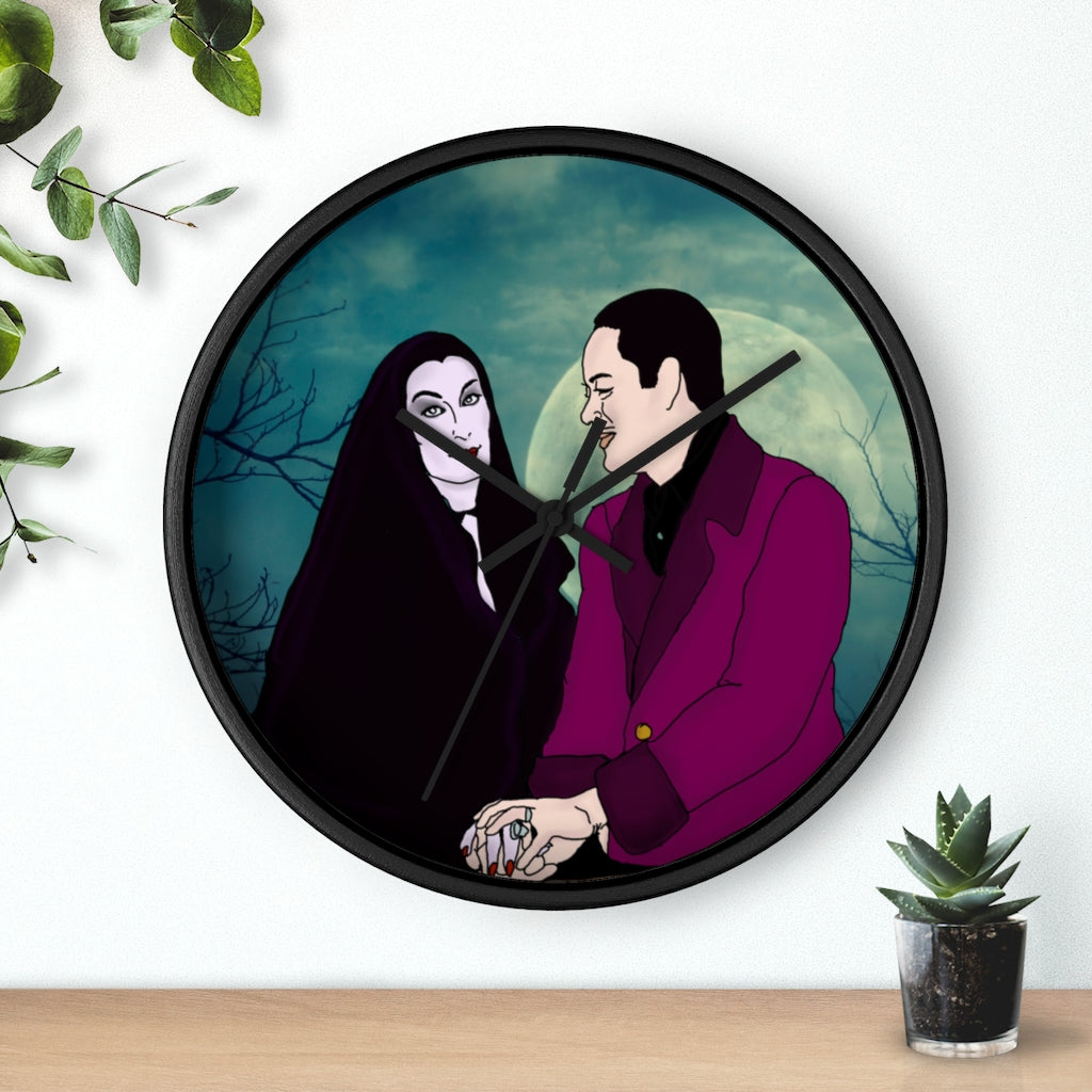 Time for Romance Gomez and Morticia Wall Clock