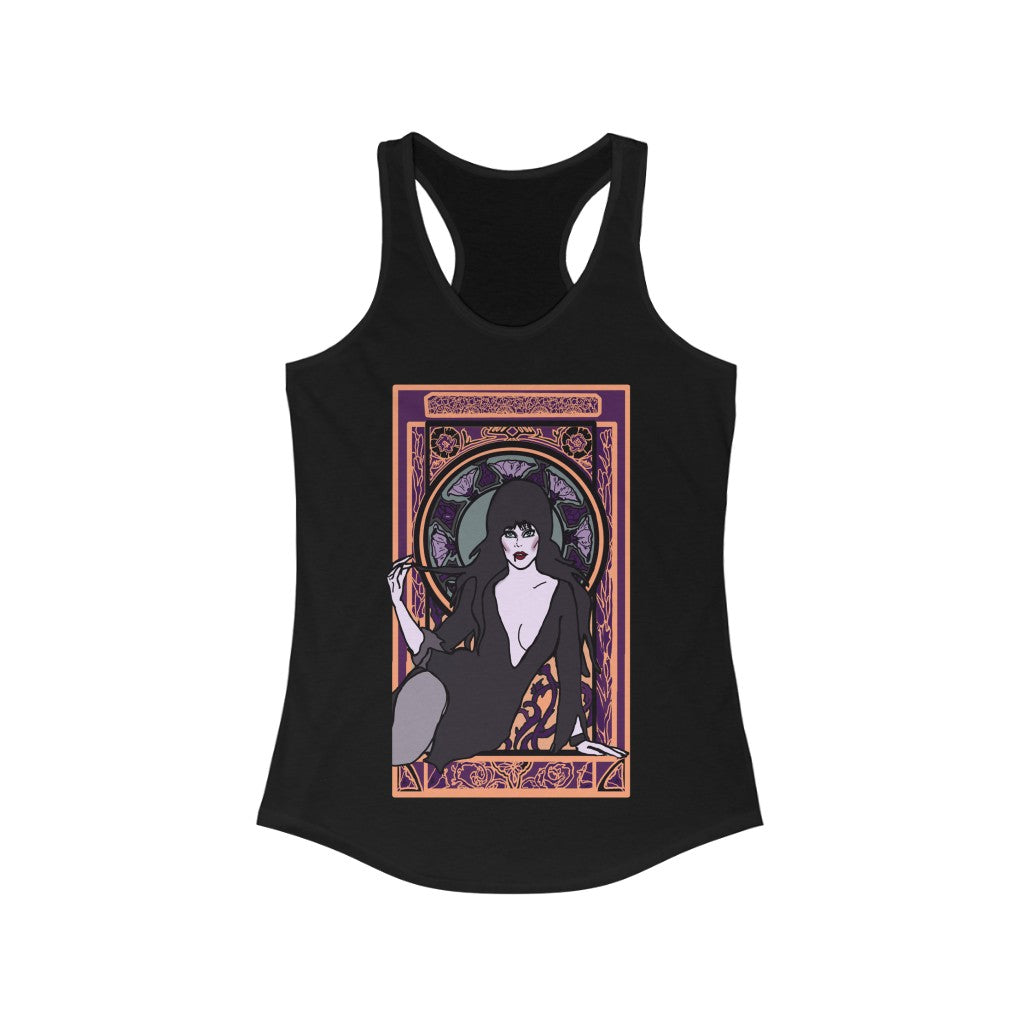 Elvira Mistress of the Dark Art Nouveau Racerback Tank