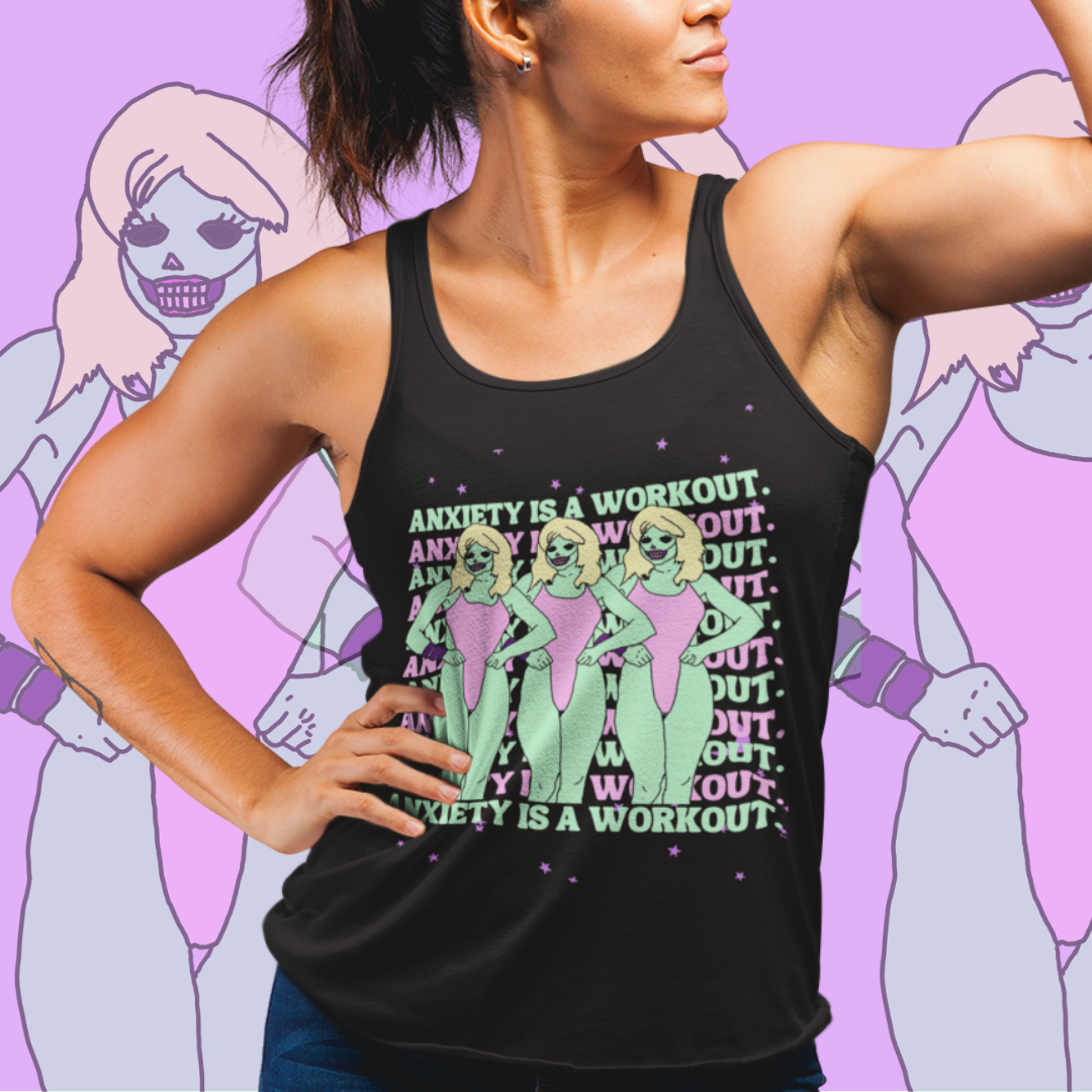 Anxiety is a Workout Racerback Tank