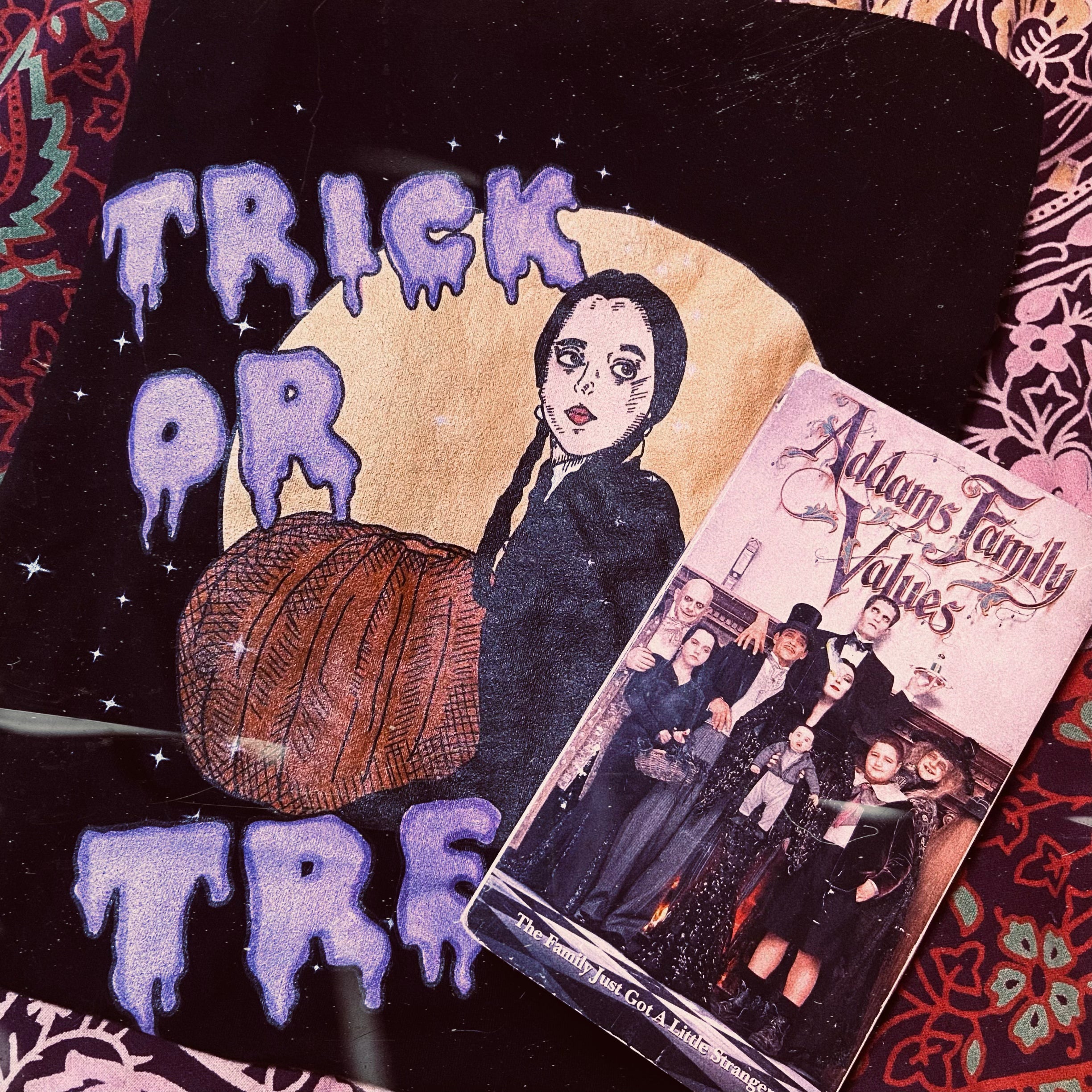"Trick or Treat" Wednesday Addams Vintage Style Unisex Tee