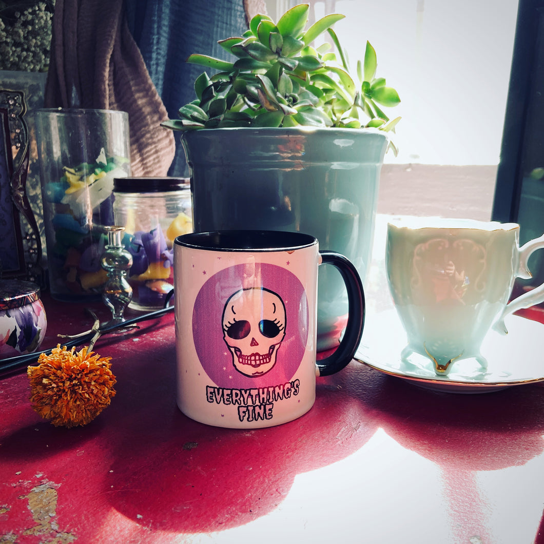 Everything's Fine Skull Coffee Mug | Retro Skull Coffee Mug